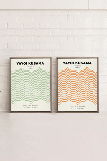 COMBINAISON YAYOI, 2 Works on stretched canvas, framed Oak Brown