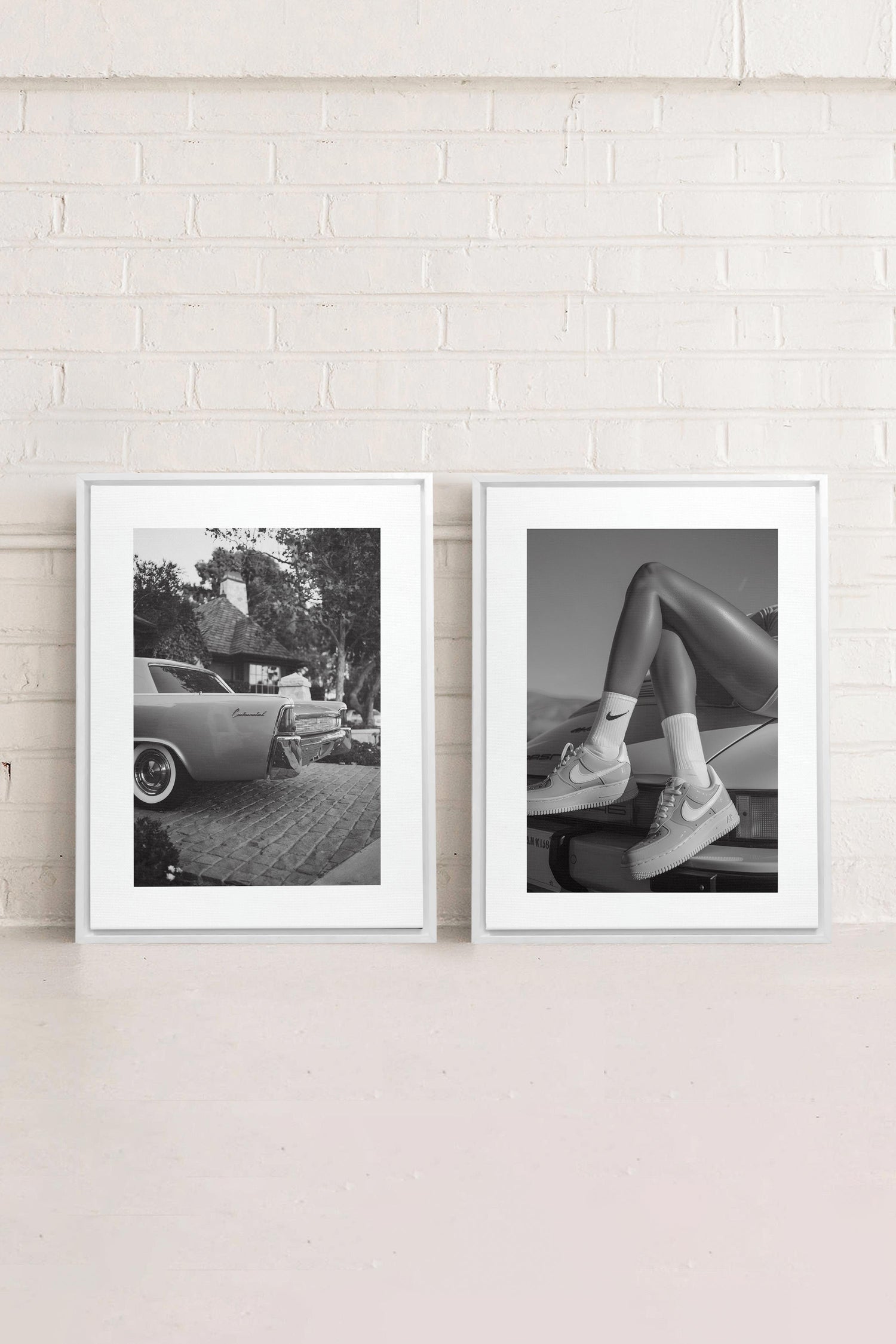 OLEKA CANVAS - ELEGANCE BLISSFUL DUO, 2 Oeuvres sur toile étirée, encadré Blanc