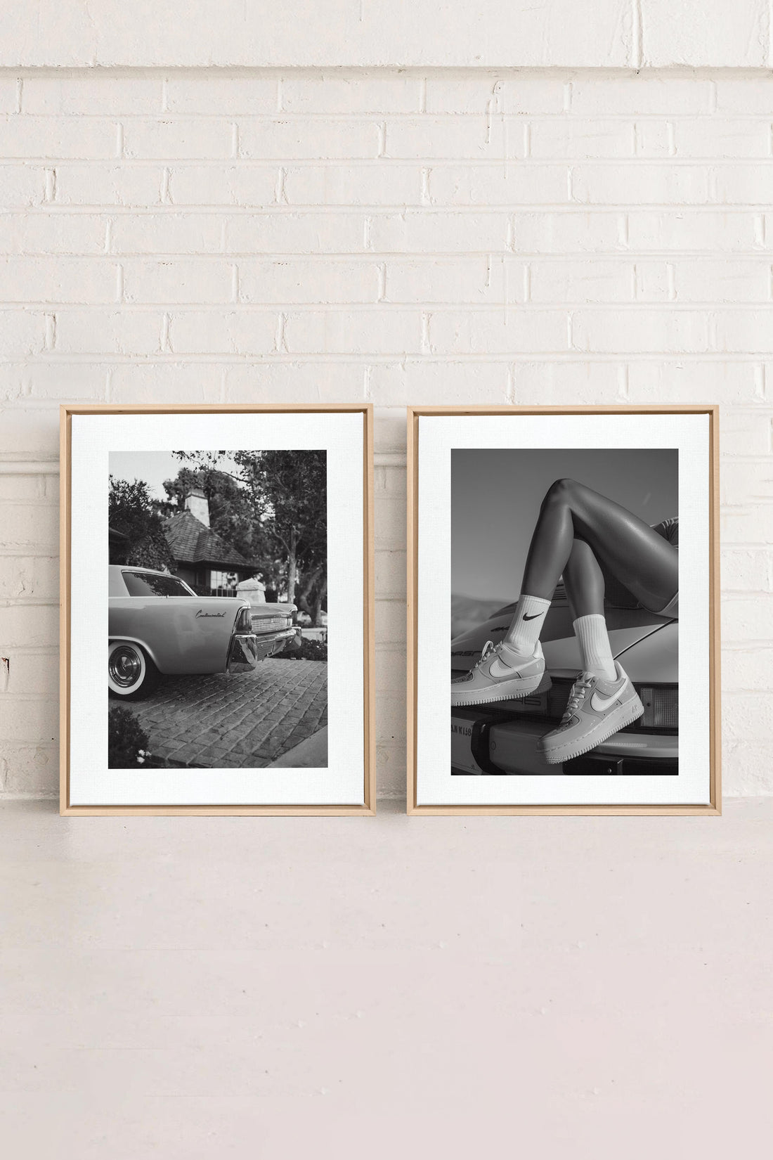 ELEGANCE BLISSFUL DUO, 2 Oeuvres sur toile étirée, encadré Naturel Clair