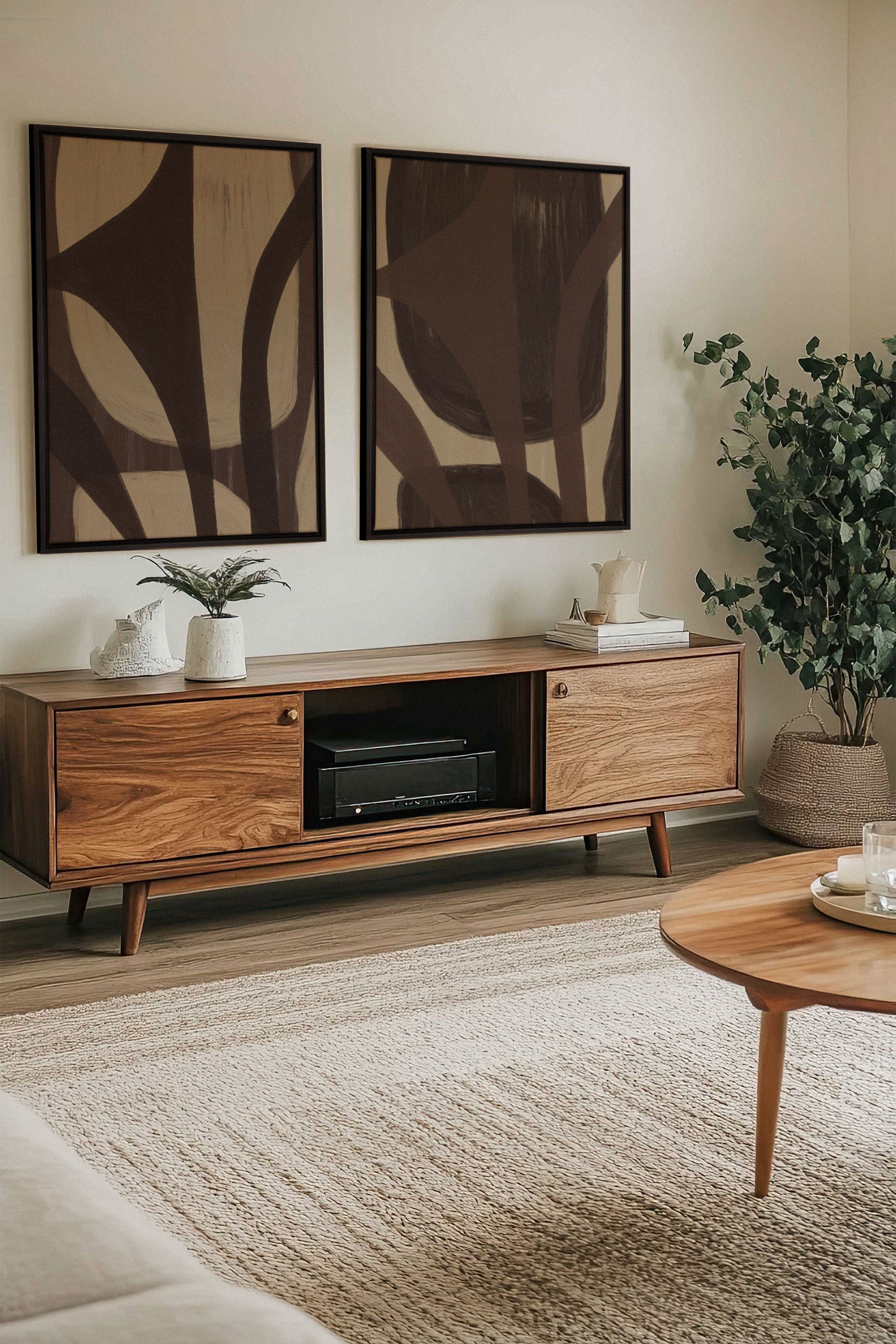 OLEKA CANVAS - SOFT PATHWAYS DUO, Oeuvre sur toile étirée, encadré Noir