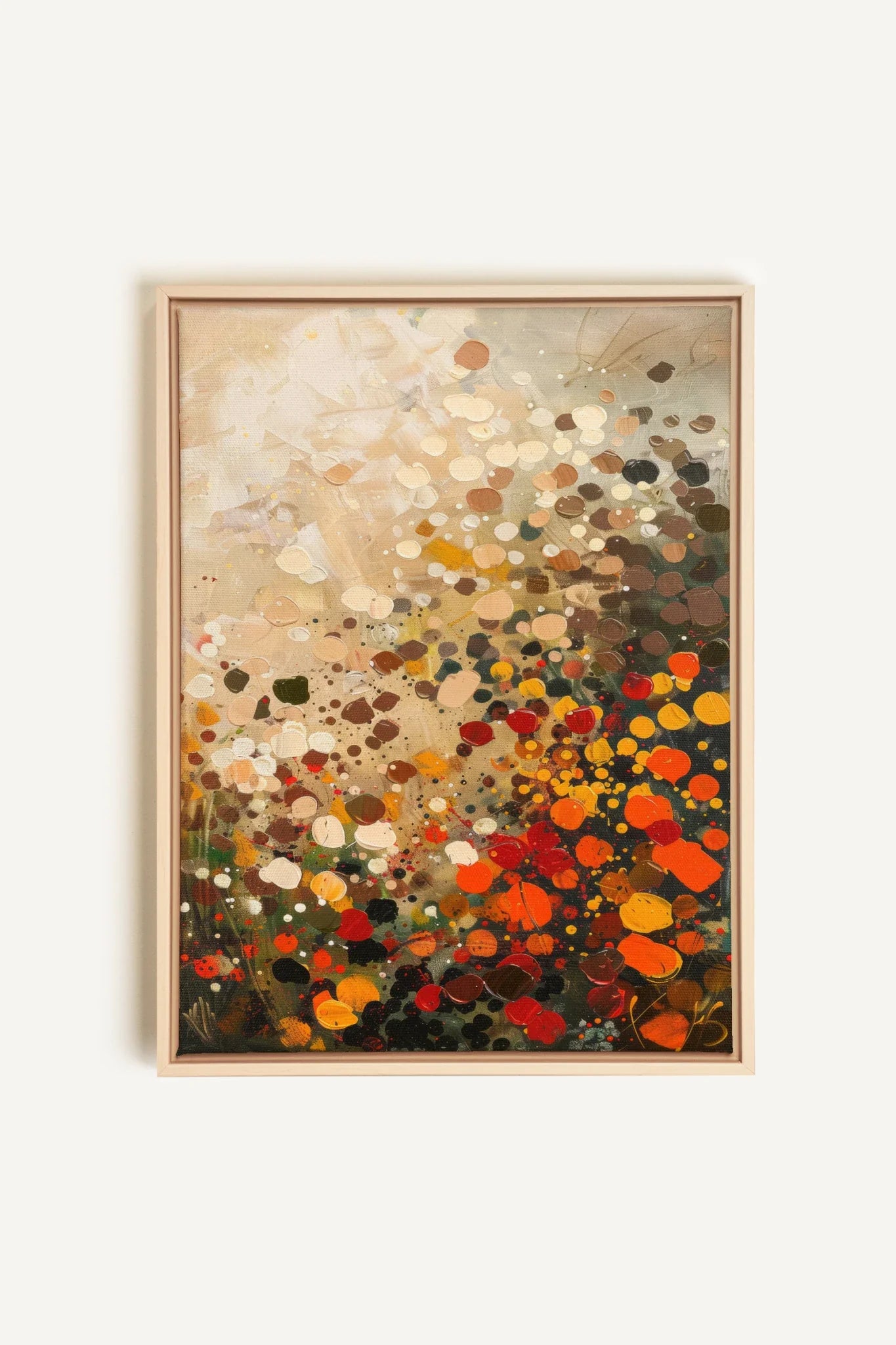 OLEKA CANVAS - EARTH &amp; FIRE, Oeuvre sur toile étirée, encadré Naturel Clair