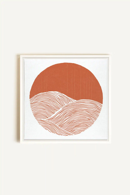 EARTH WAVES, Artwork on stretched canvas, framed in white