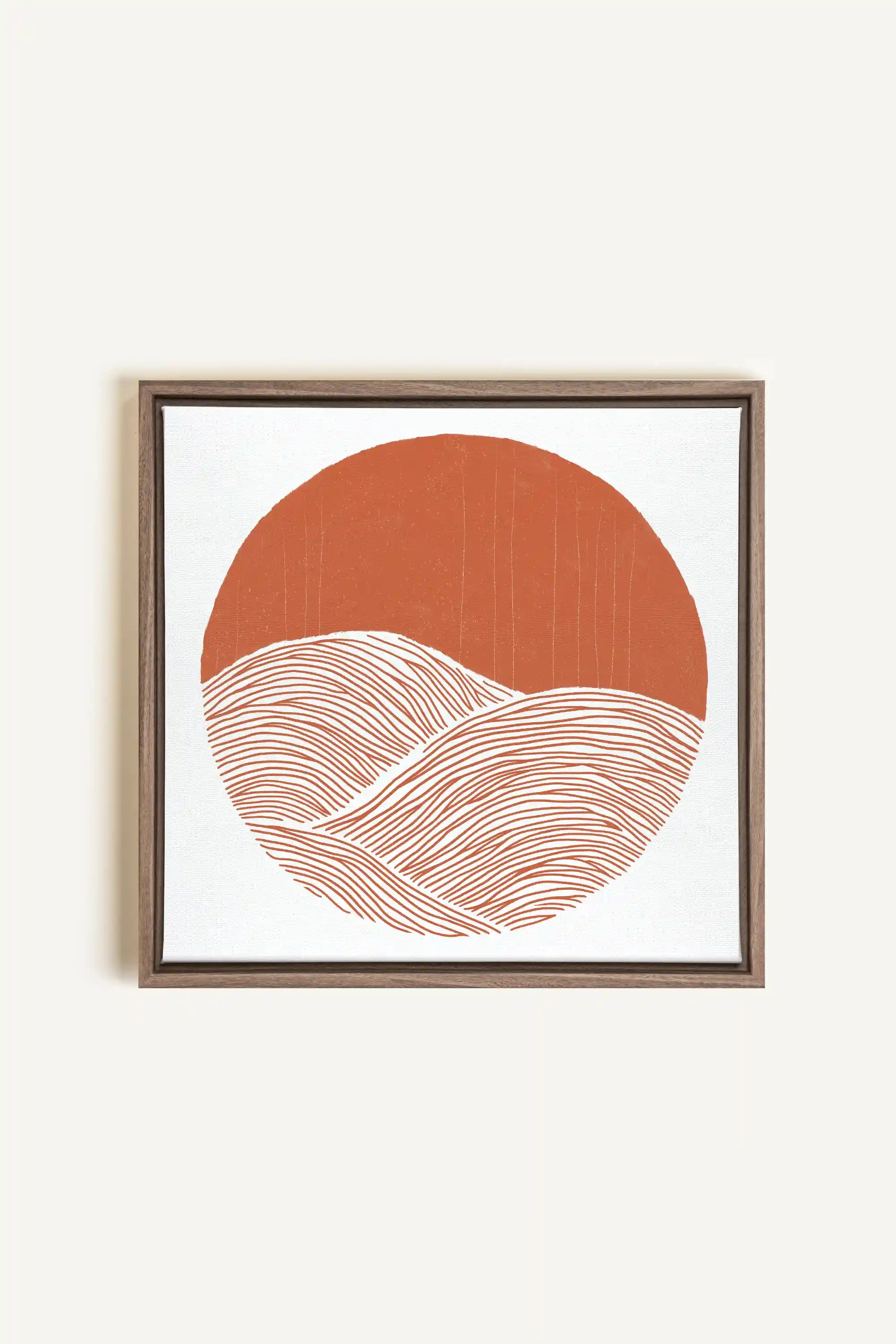 EARTH WAVES, Artwork on stretched canvas, framed in Brown Oak
