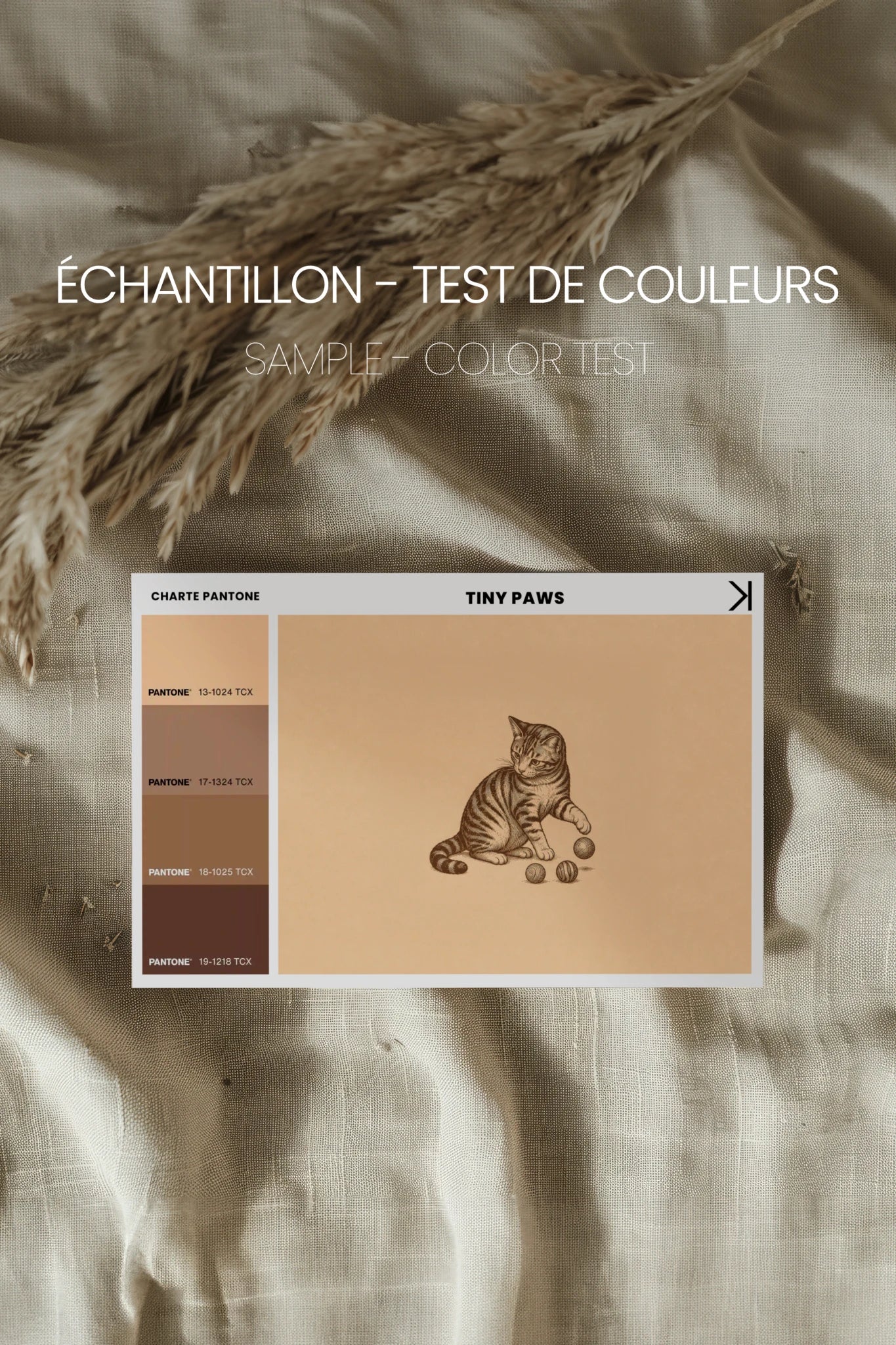 TINY PAWS, Oeuvre sur toile rigide, encadré brun chêne