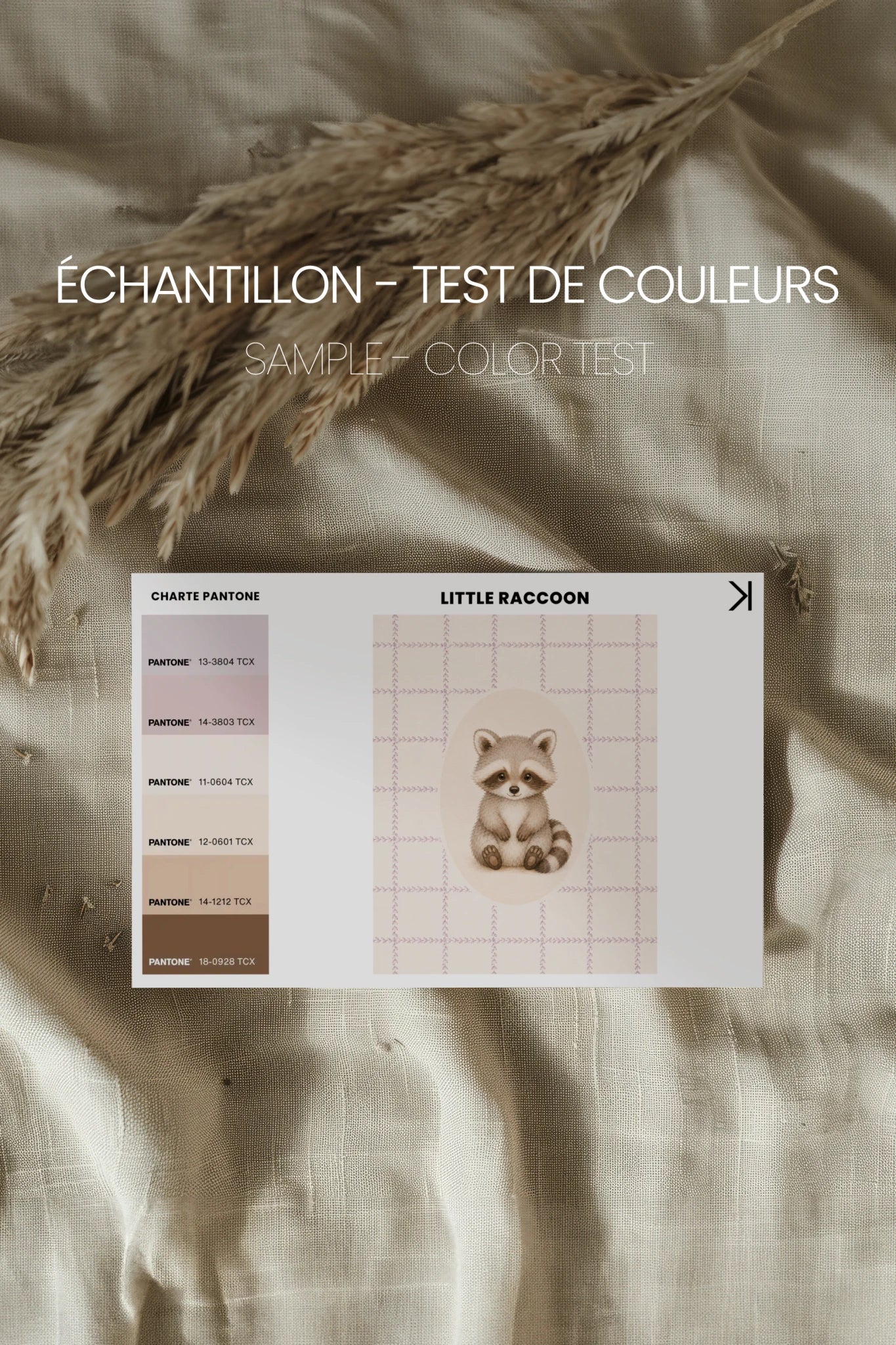 LITTLE RACCOON, Oeuvre sur toile rigide, encadré Naturel Clair