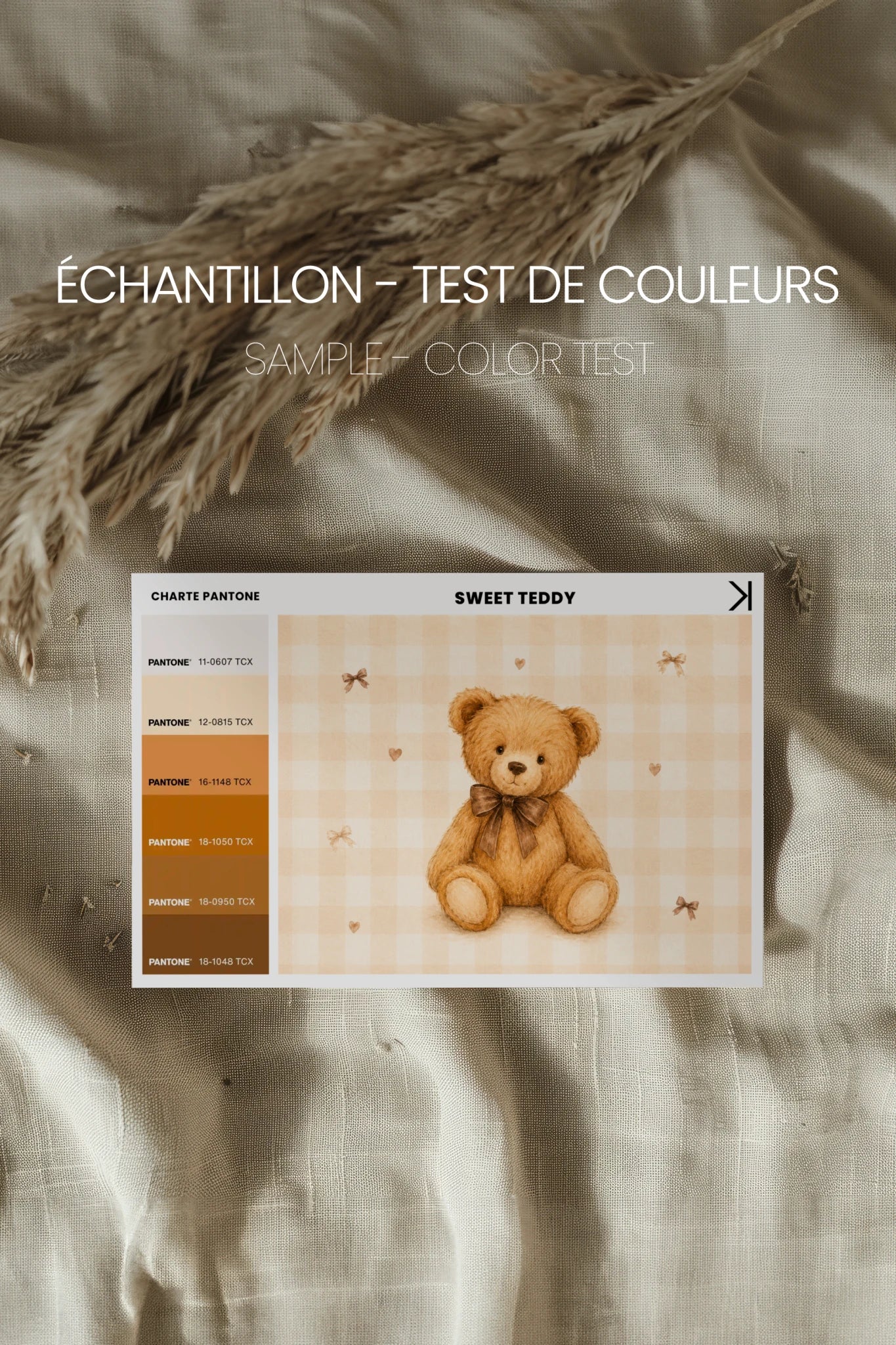 SWEET TEDDY, Oeuvre sur toile rigide, encadré brun chêne