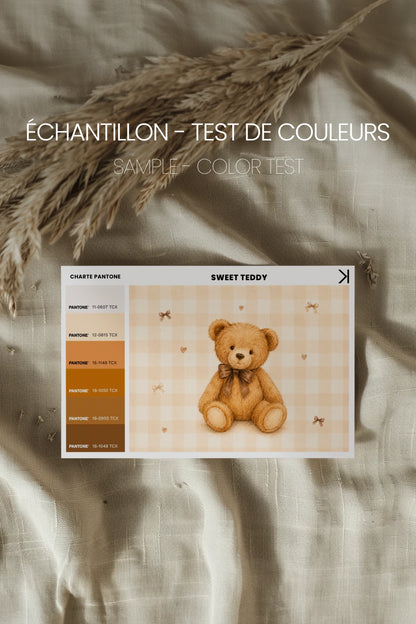 SWEET TEDDY, Oeuvre sur toile rigide, encadré brun chêne