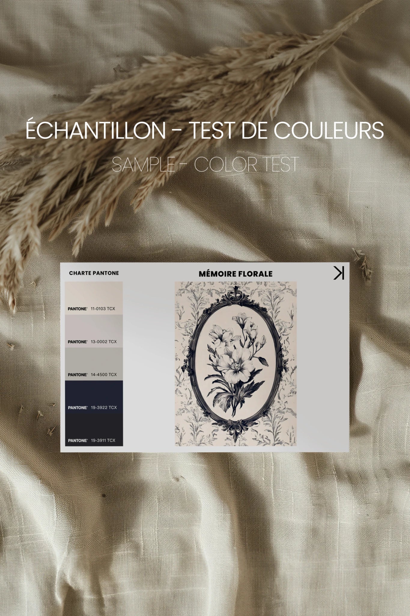 MÉMOIRE FLORALE, Oeuvre sur toile rigide, encadré Vintage Argent
