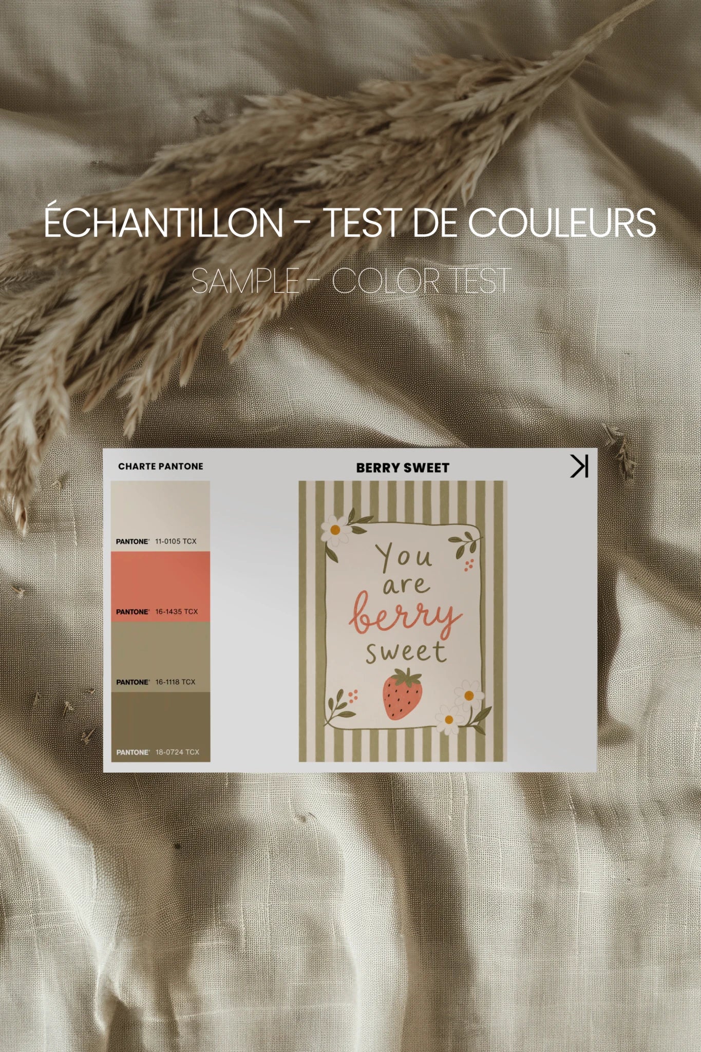 BERRY SWEET, Oeuvre sur toile rigide, encadré Naturel Clair