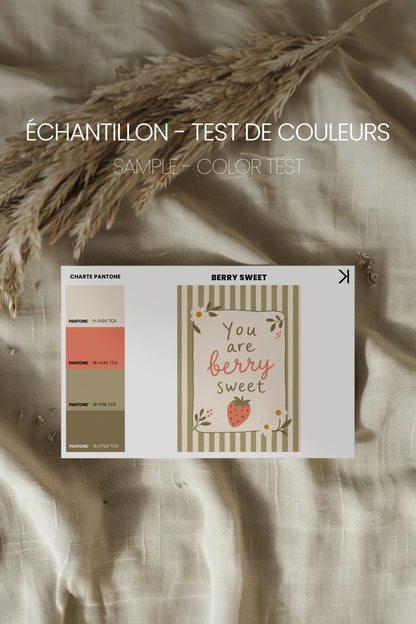 BERRY SWEET, Oeuvre sur toile rigide, encadré Naturel Clair