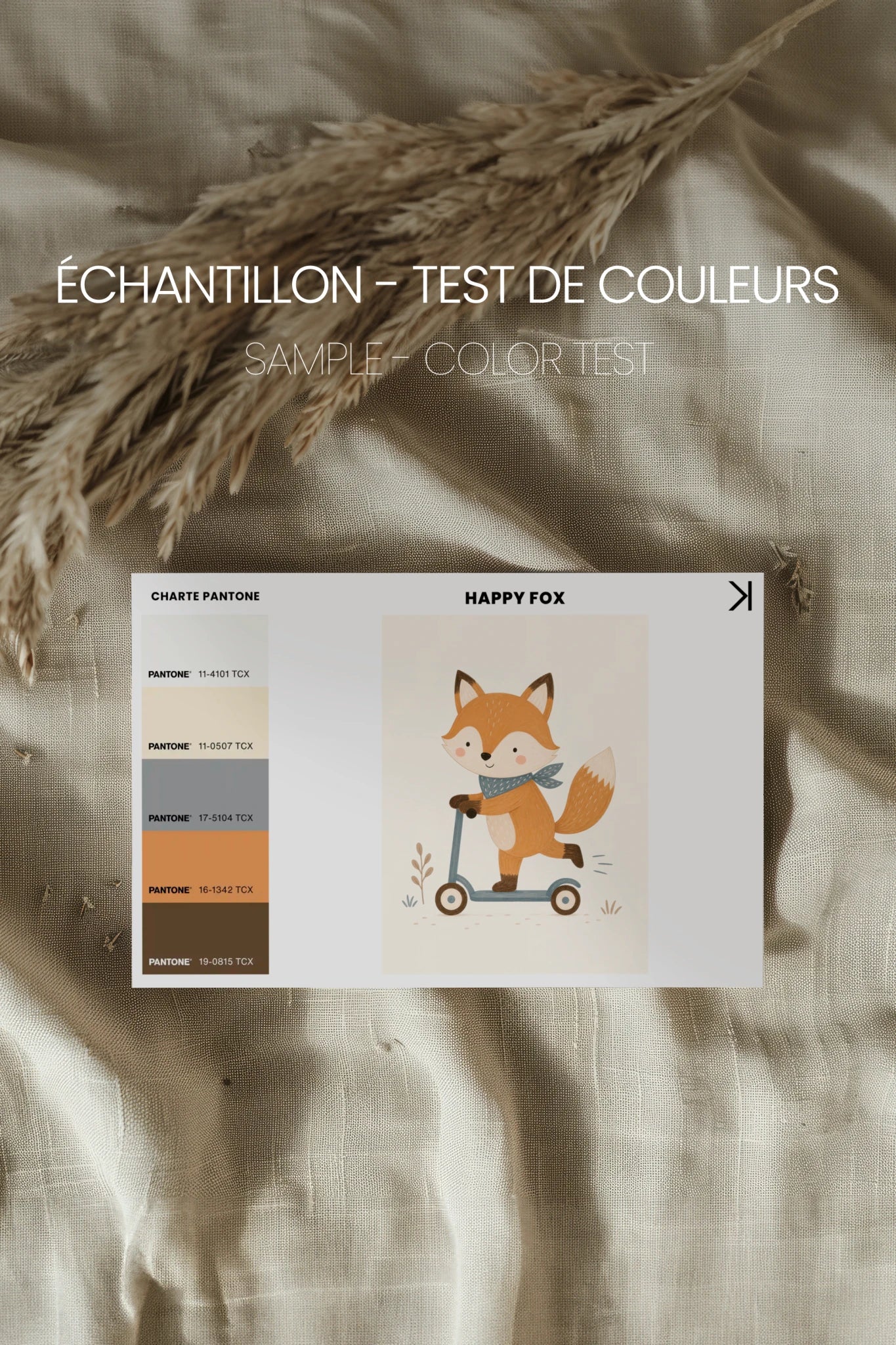 HAPPY FOX, Oeuvre sur toile rigide, encadré Naturel Clair