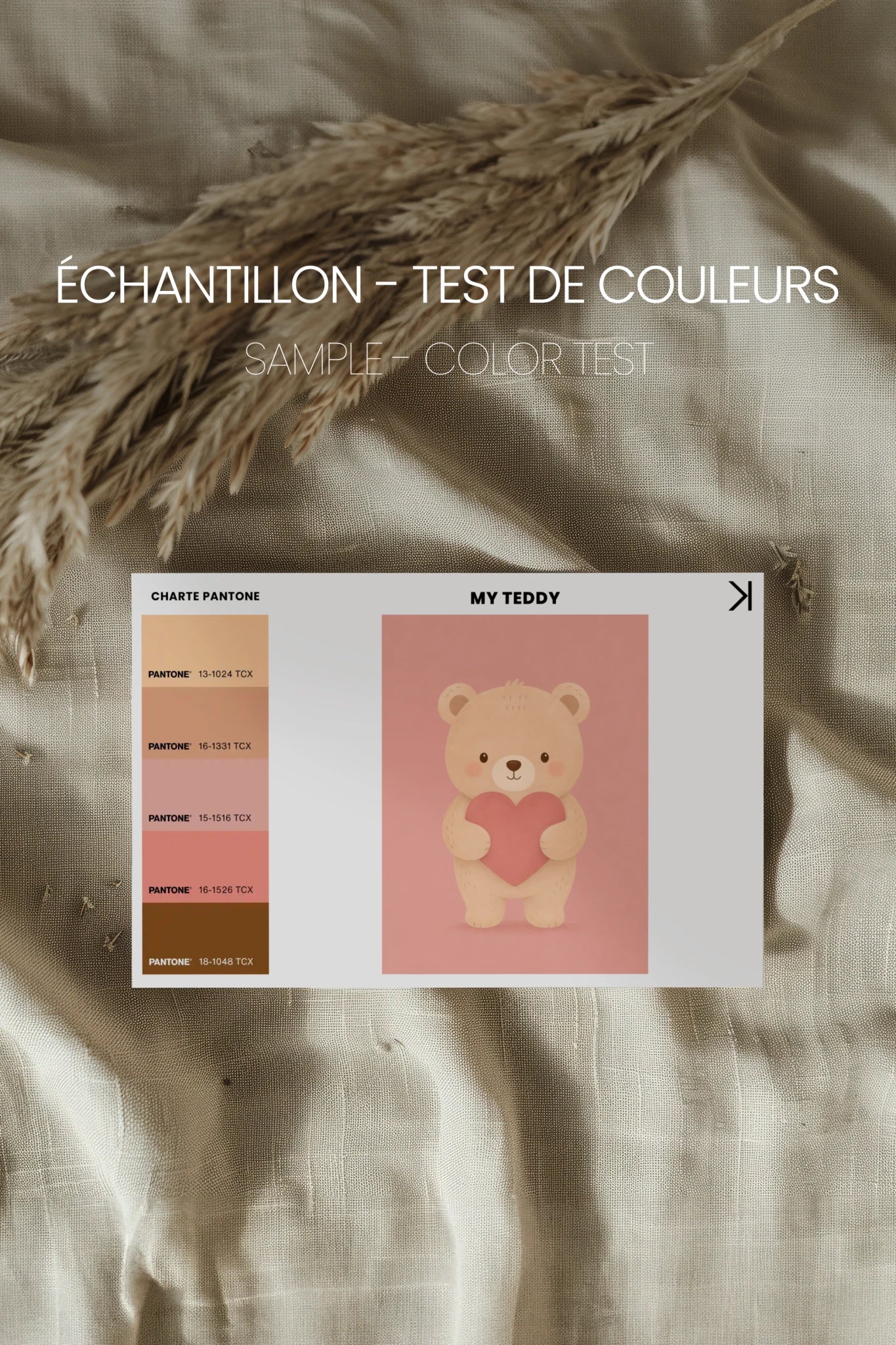MY TEDDY, Oeuvre sur toile rigide, encadré Naturel Clair