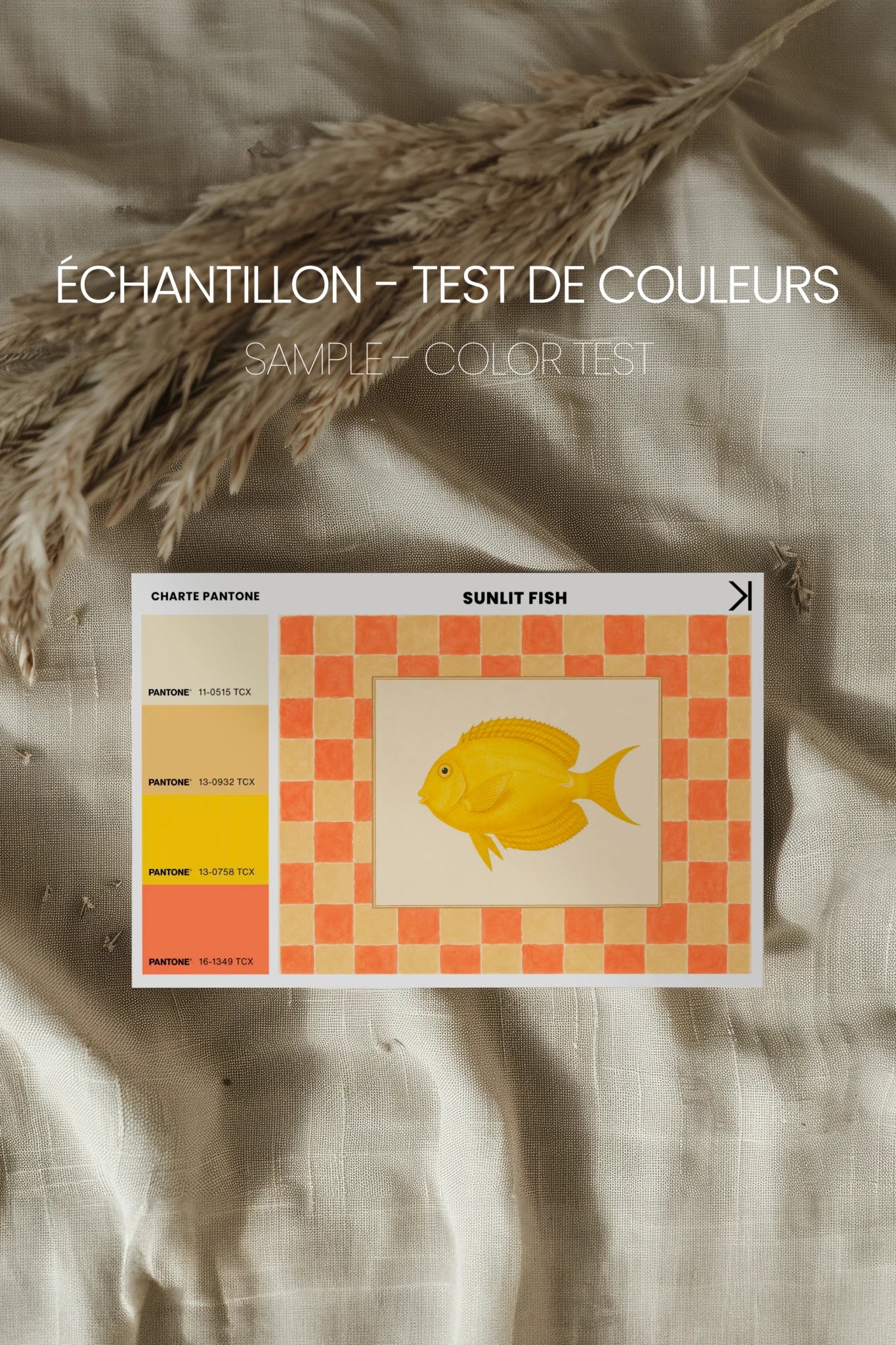 SUNLIT FISH, Oeuvre sur toile étirée, encadré Blanc