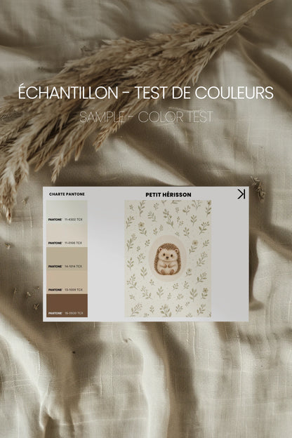 PETIT HÉRISSON, Oeuvre sur toile rigide, encadré brun chêne