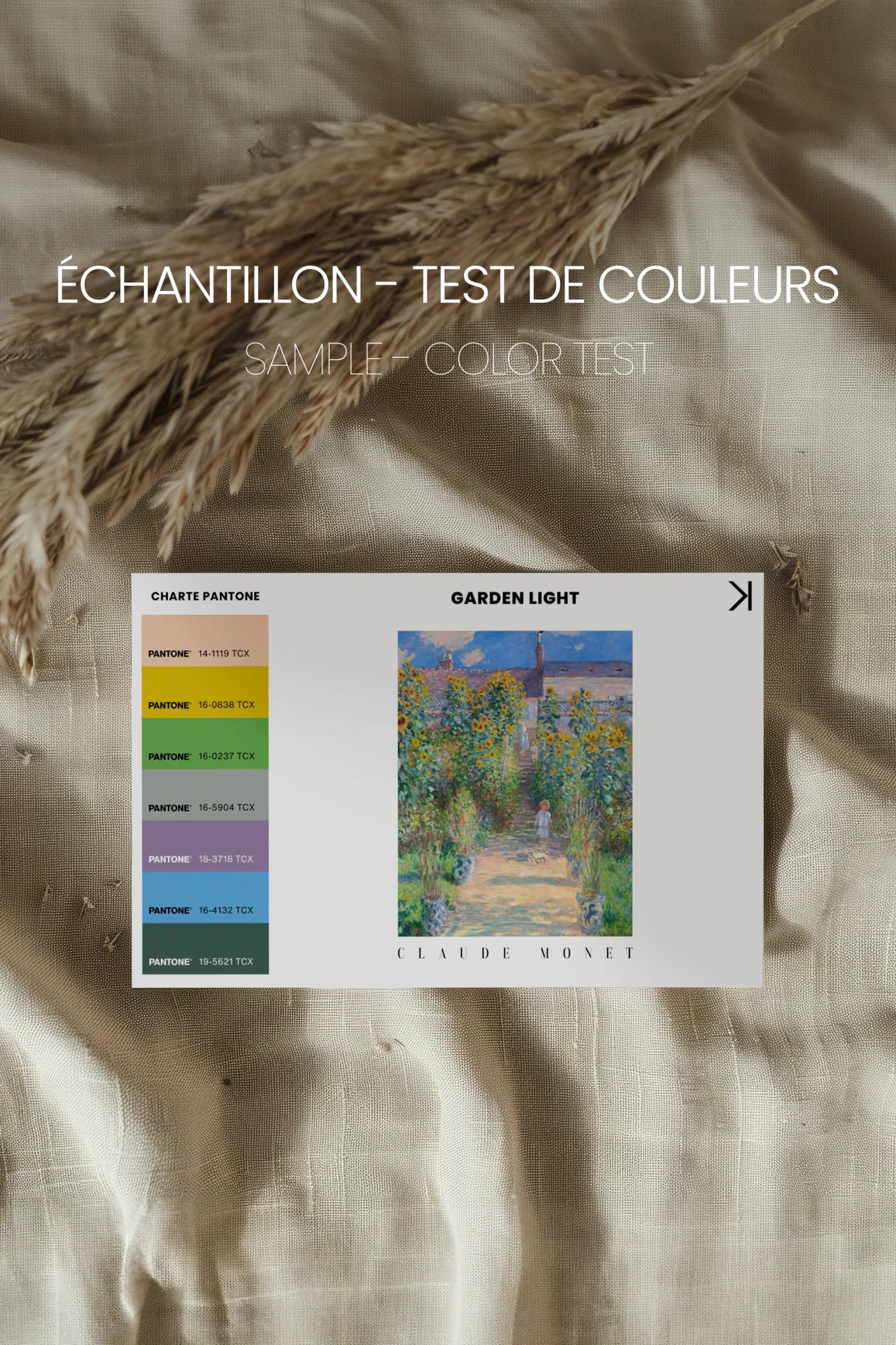 GARDEN LIGHT, Oeuvre sur toile étirée, encadré Brun Noyer