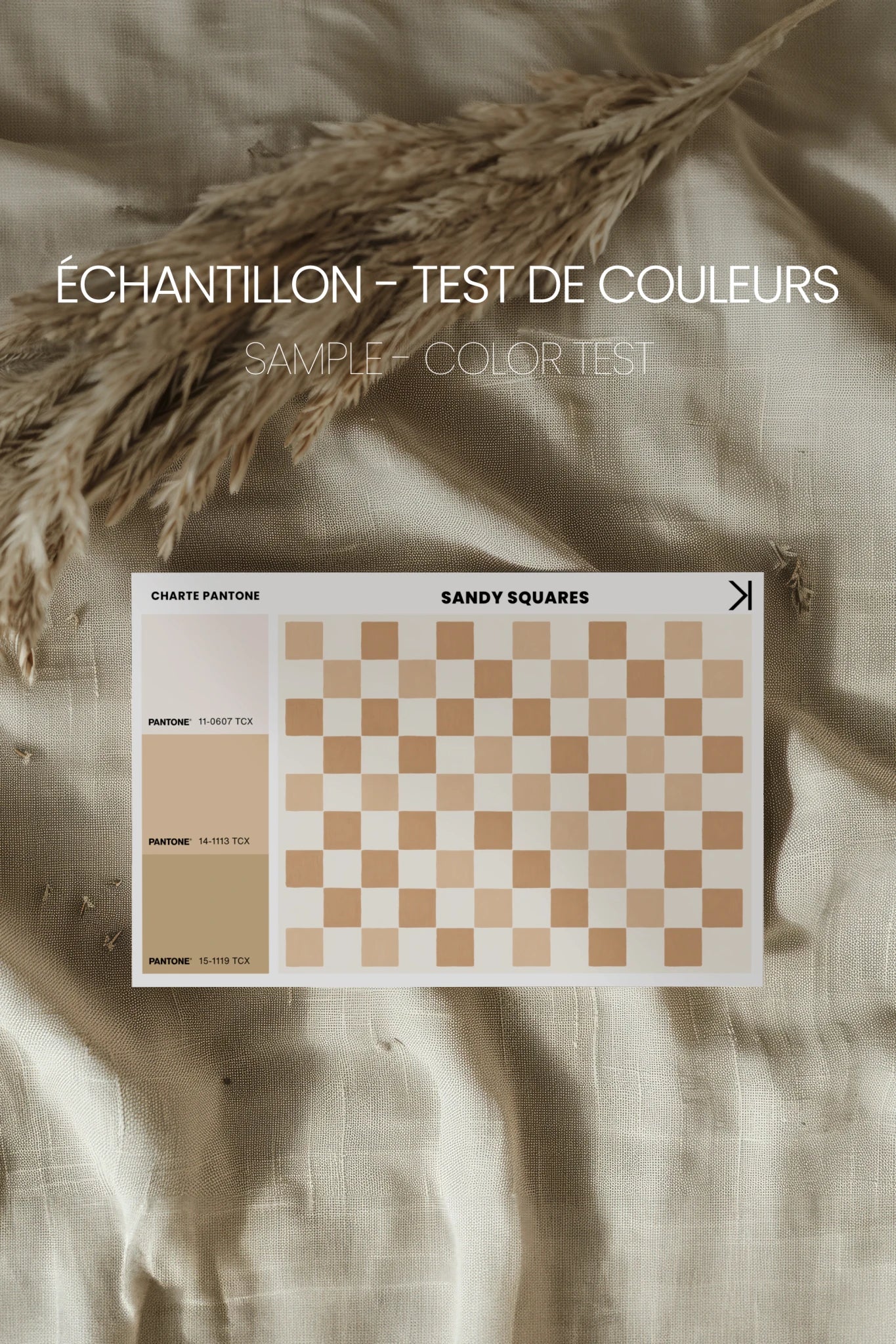 SANDY SQUARES, Oeuvre sur toile rigide, encadré Naturel Clair
