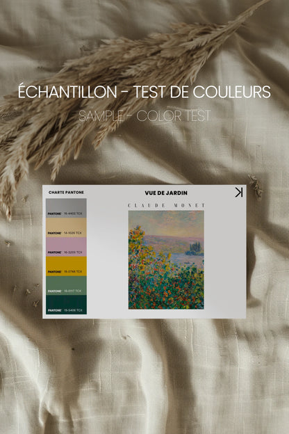 VUE DE JARDIN, Oeuvre sur toile étirée, encadré Noir