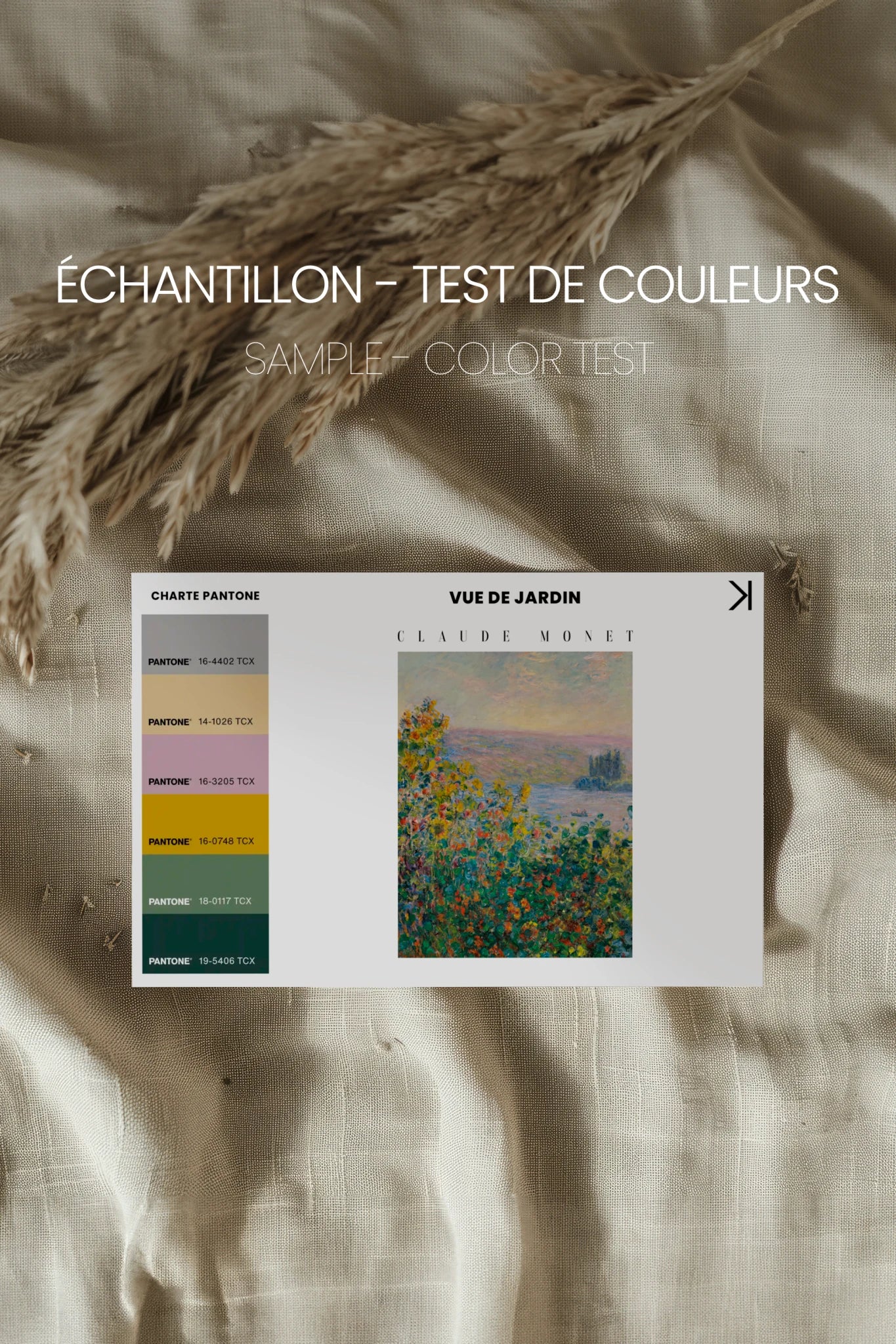 VUE DE JARDIN, Oeuvre sur toile étirée, encadré Naturel Clair