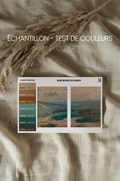 DUO RIVES DE SABLE, 2 Oeuvres sur toile étirée, encadré Blanc