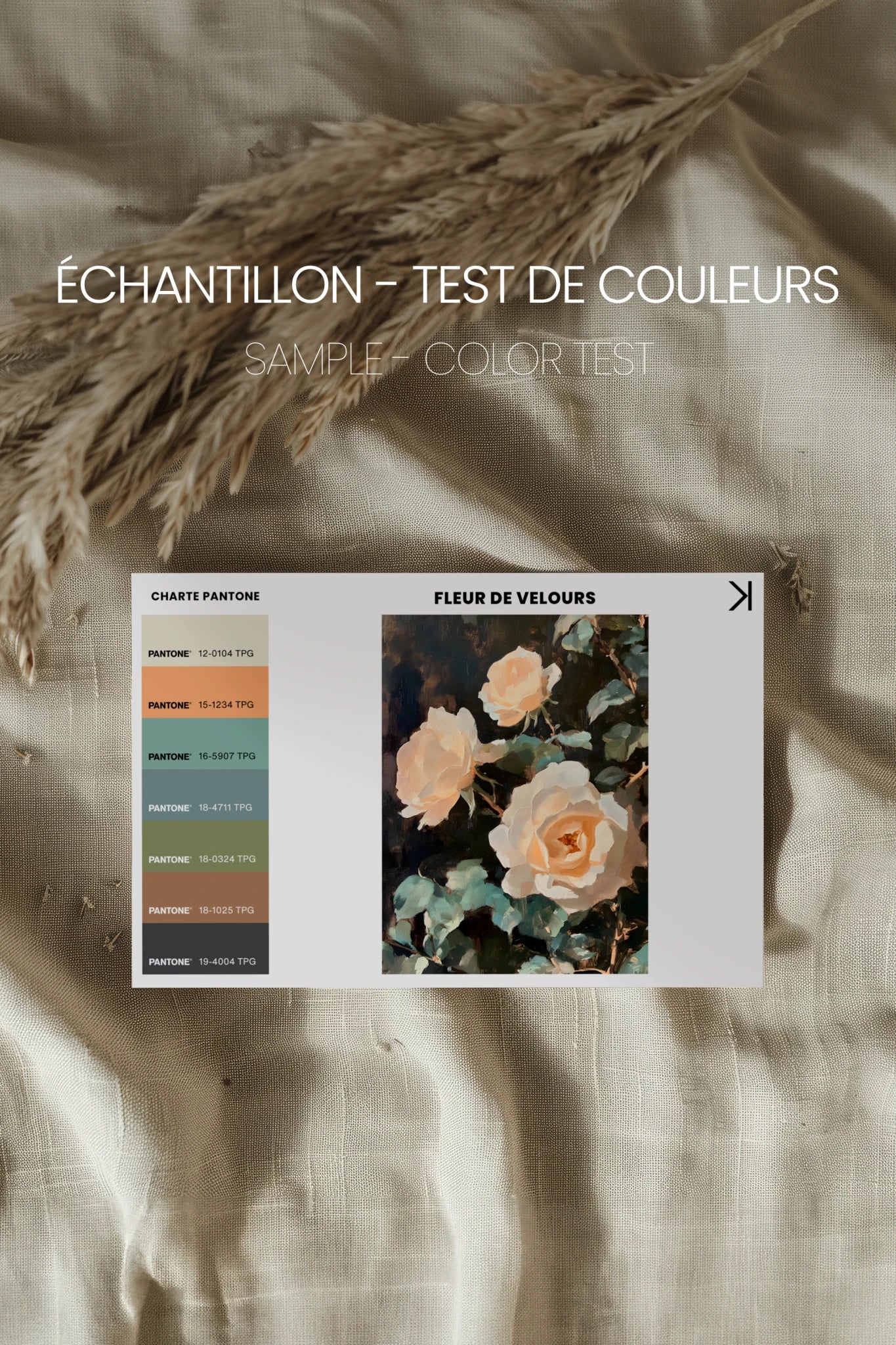 FLEUR DE VELOURS, Oeuvre sur toile rigide, encadré Vintage Bronze