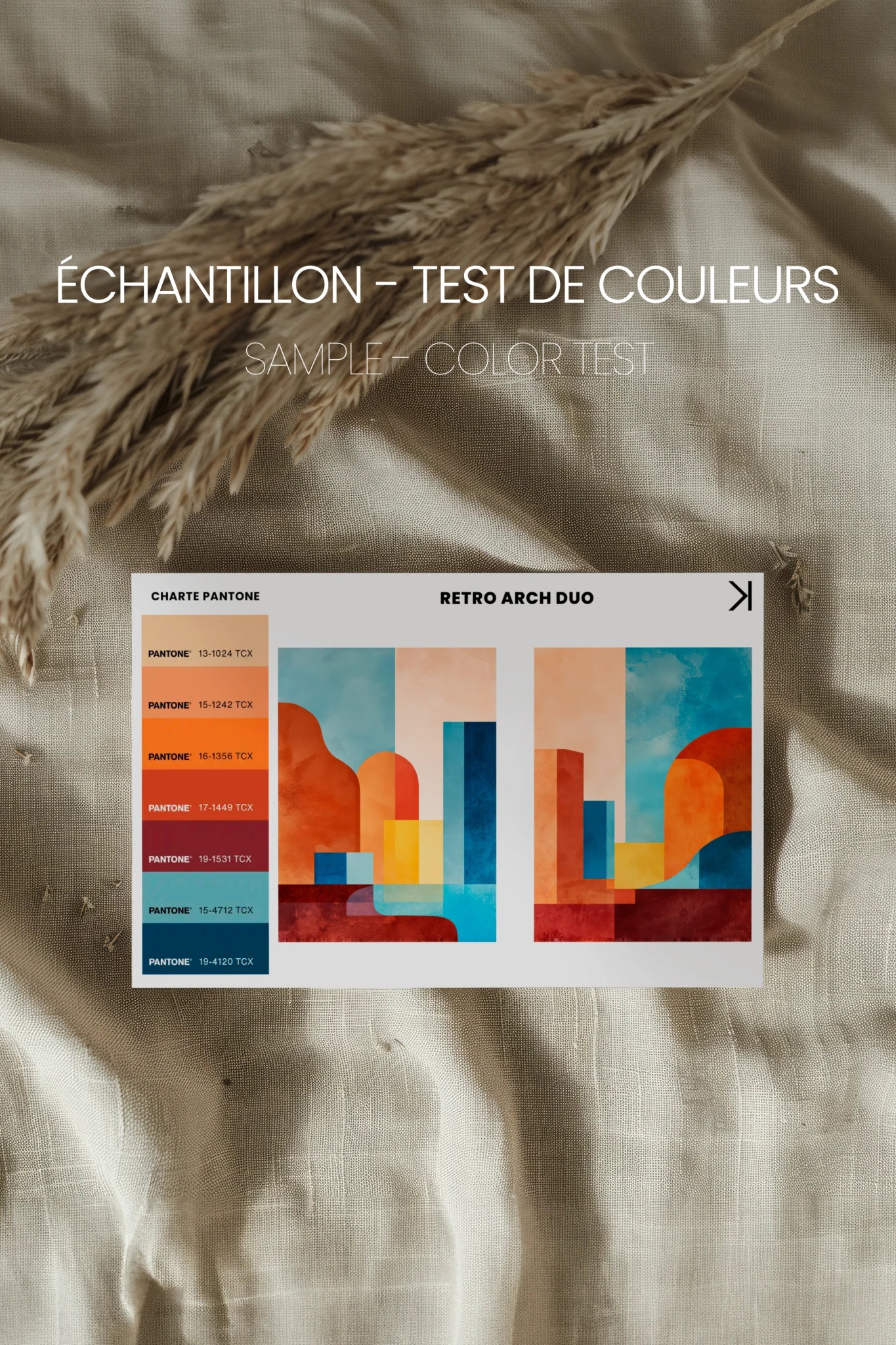 RETRO ARCH DUO, 2 Oeuvres sur toile étirée, encadré Naturel Clair