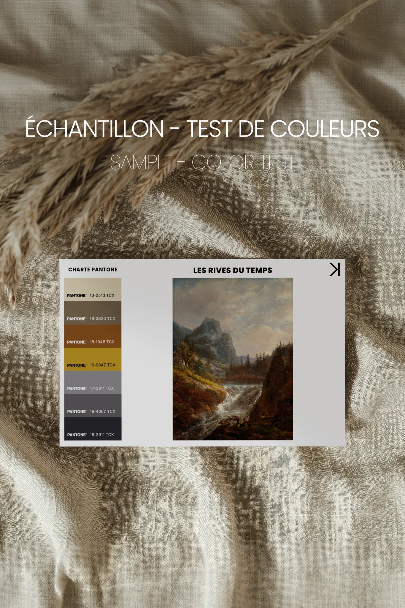 LES RIVES DU TEMPS, Artwork on rigid canvas, framed in Vintage Gold