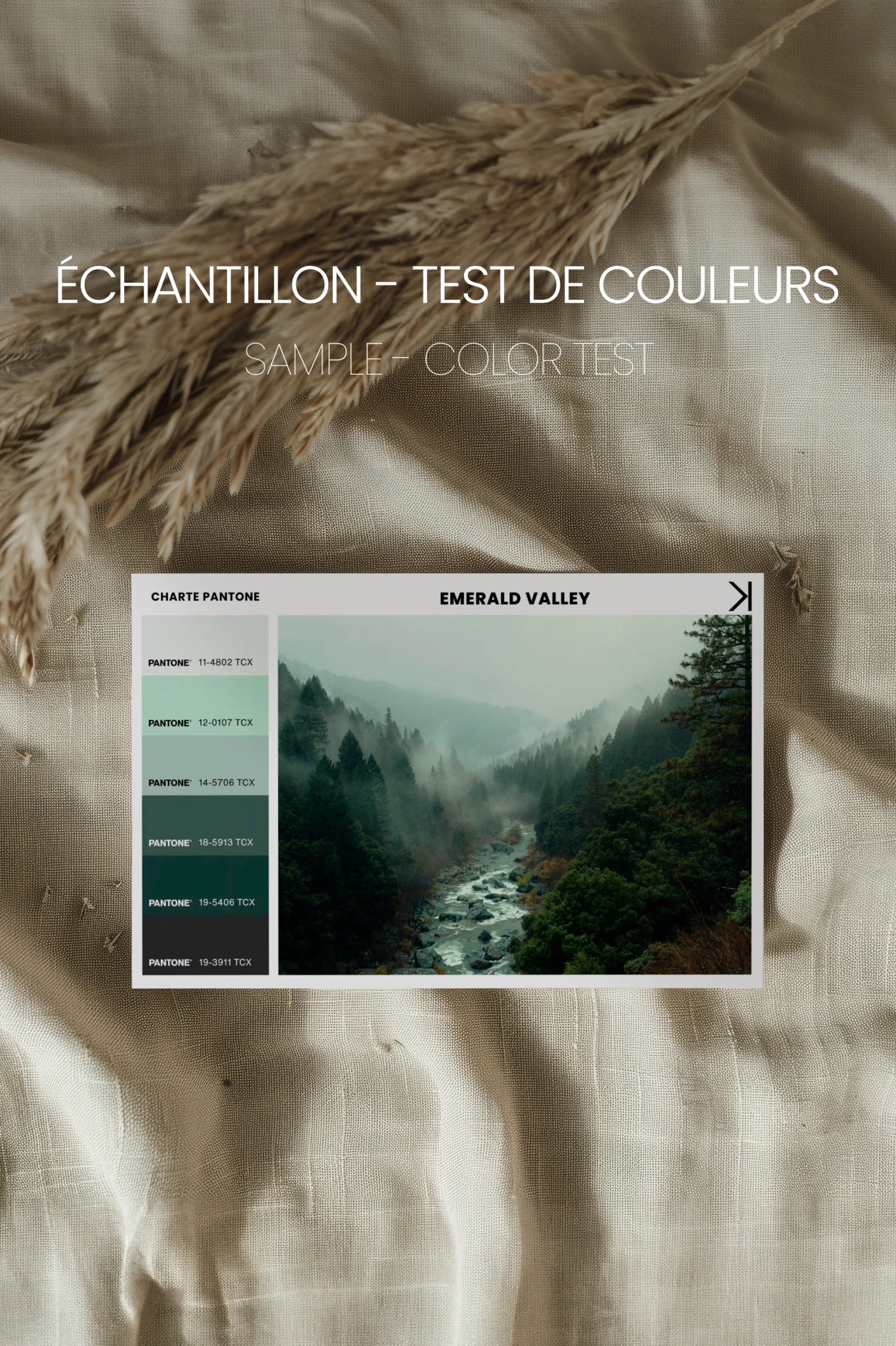 EMERALD VALLEY, Oeuvre sur toile étirée, encadré Naturel Clair