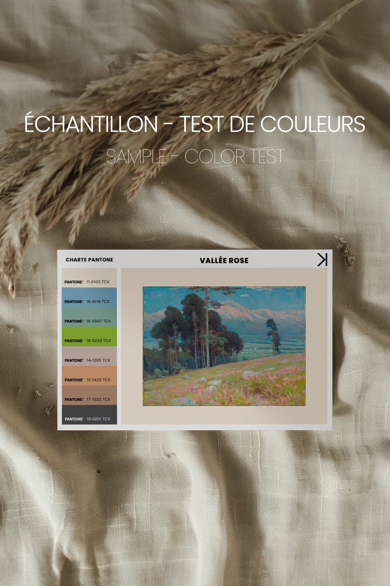 VALLÉE ROSE, Oeuvre sur toile étirée, encadré Blanc