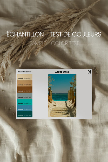 AZURE WALK, Oeuvre sur toile étirée, encadré Blanc