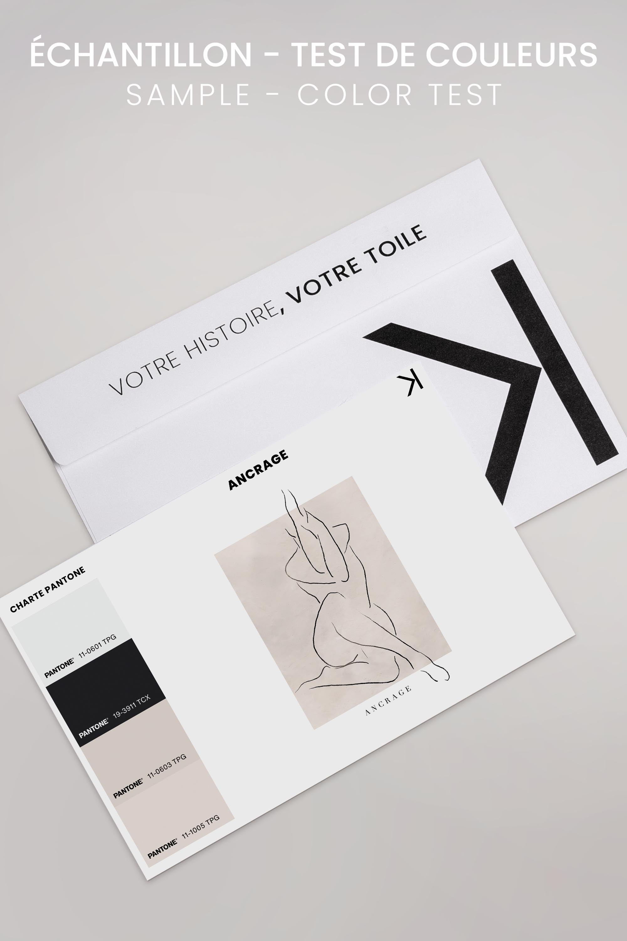 OLEKA CANVAS - ANCRAGE, Oeuvre sur toile étirée, encadré Blanc