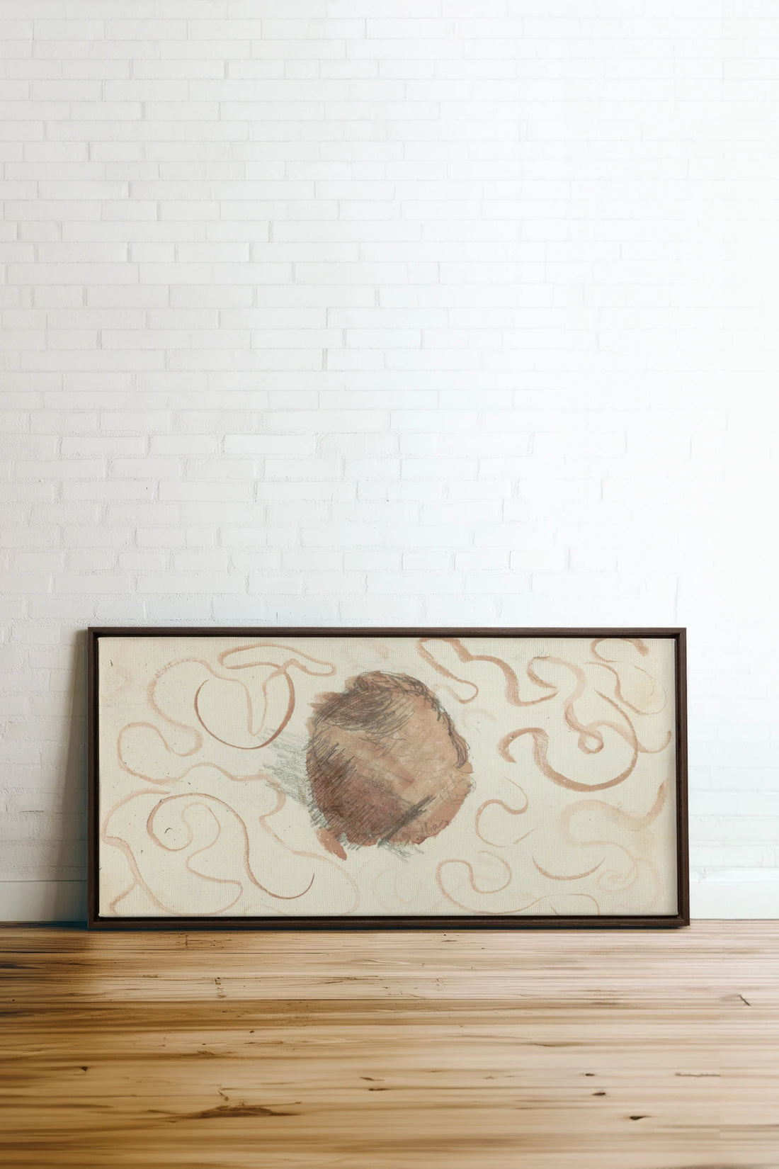 ÉCHO TERRACOTTA, Work on stretched canvas, framed Walnut Brown