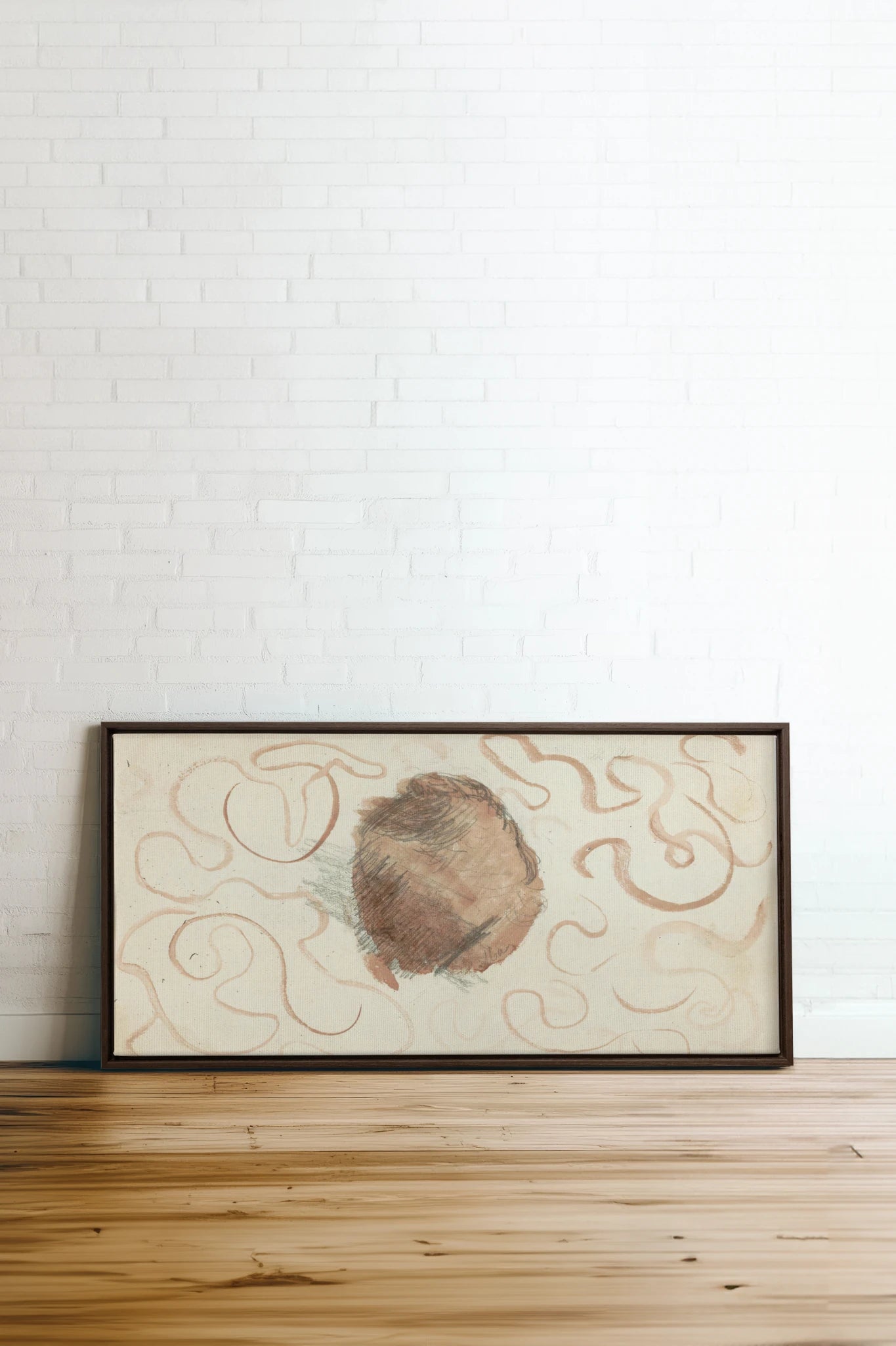 ÉCHO TERRACOTTA, Oeuvre sur toile étirée, encadré Brun Noyer