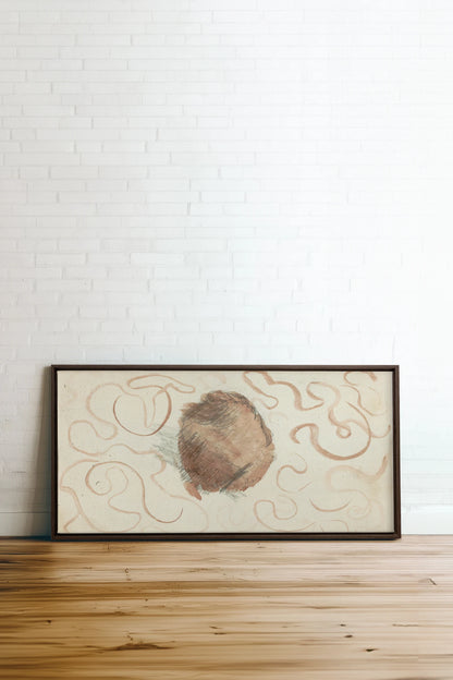 ÉCHO TERRACOTTA, Oeuvre sur toile étirée, encadré Brun Noyer