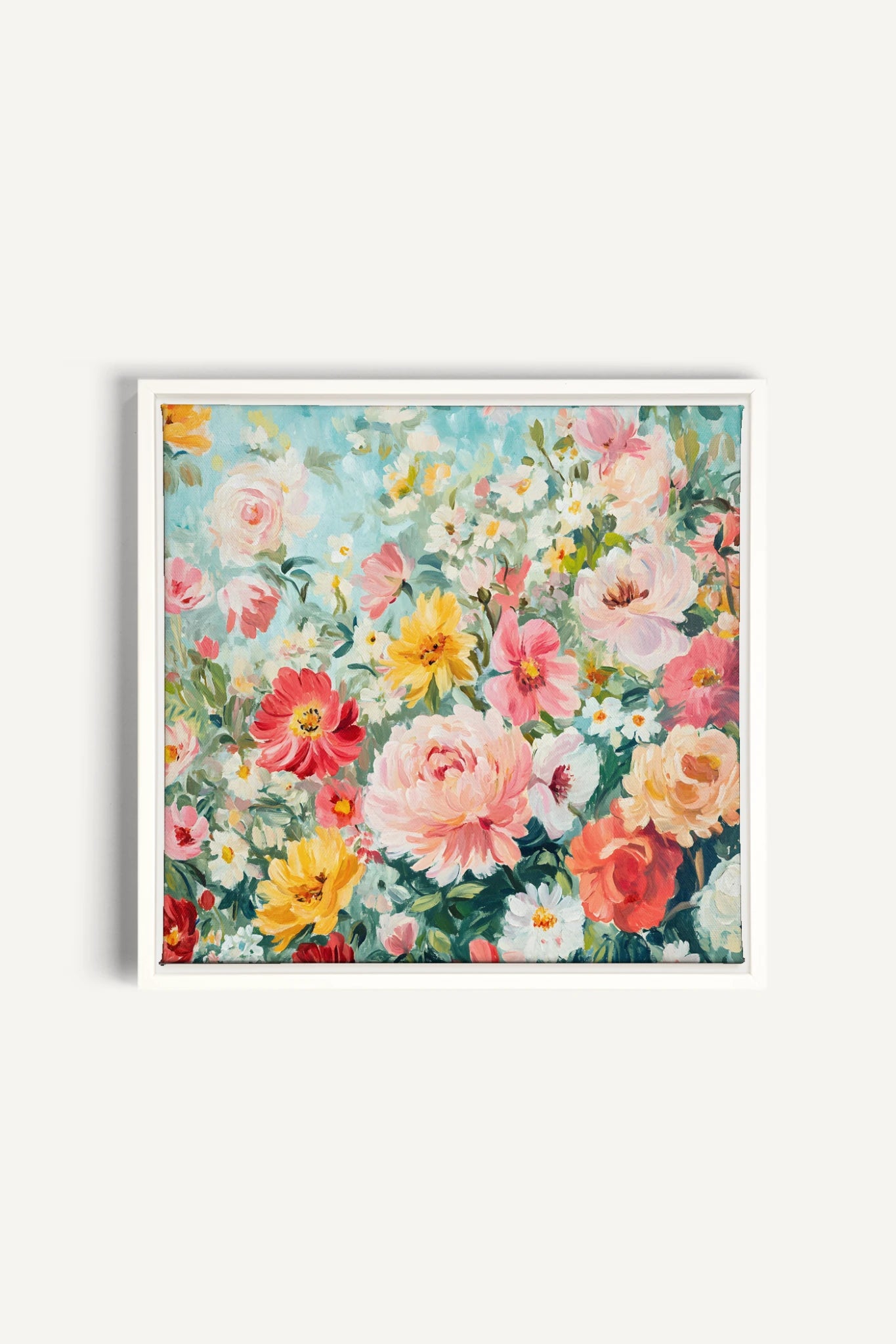 ÉCLAT DE SAISON, Oeuvre sur toile étirée, encadré Blanc