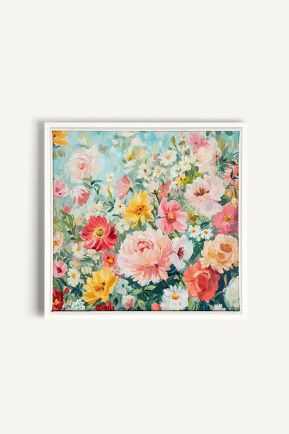 ÉCLAT DE SAISON, Oeuvre sur toile étirée, encadré Blanc