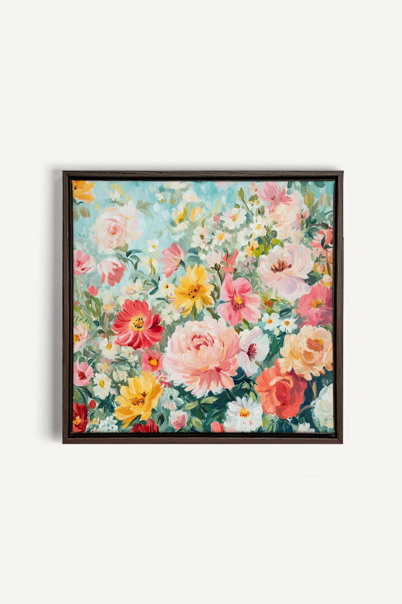 ÉCLAT DE SAISON, Oeuvre sur toile étirée, encadré Brun Noyer