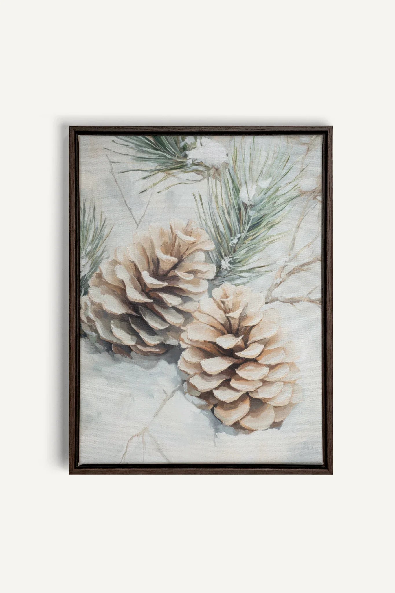 OLEKA CANVAS - ÉCLATS DE GIVRE, Oeuvre sur toile étirée, encadré Brun Noyer
