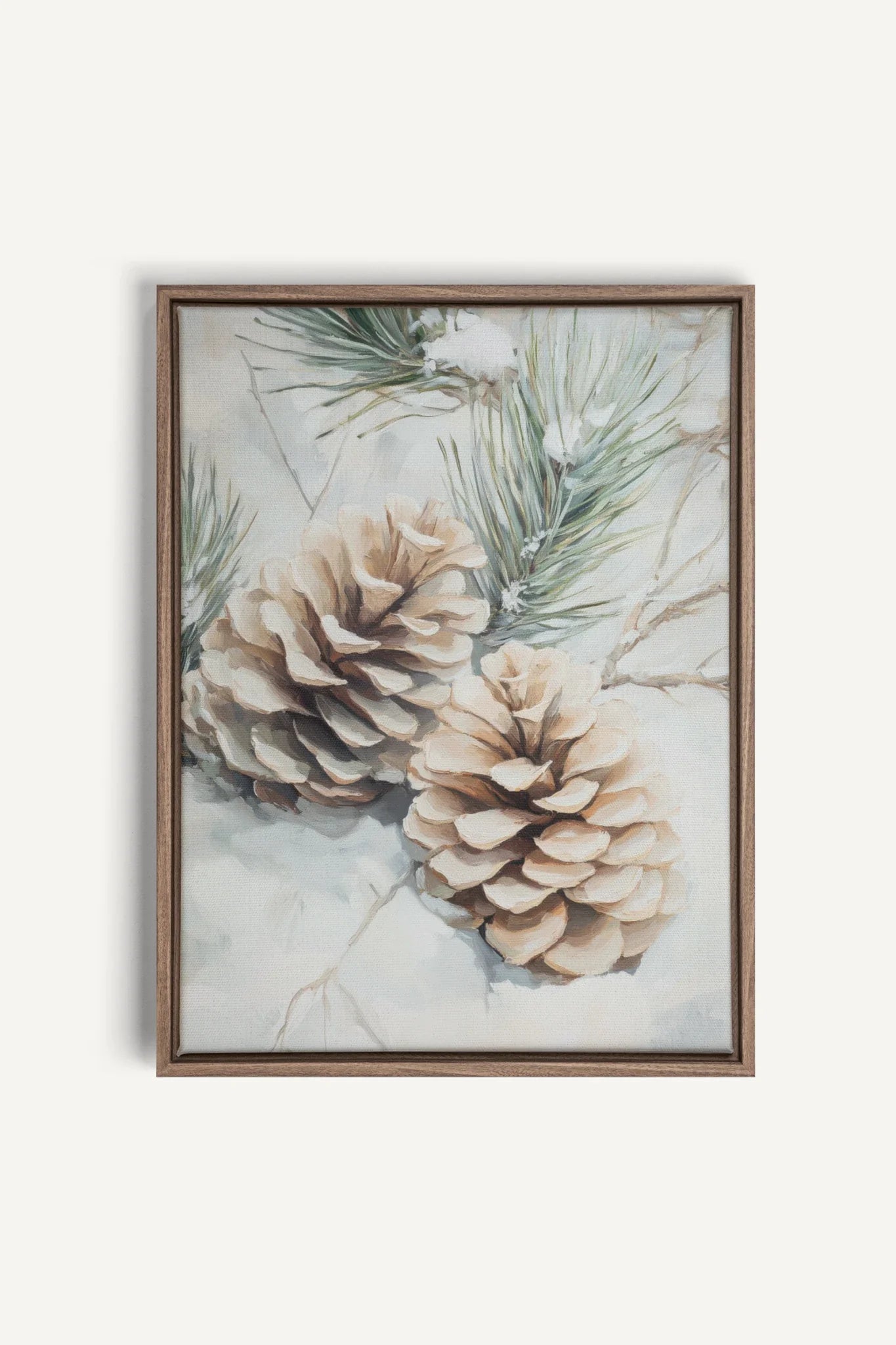 OLEKA CANVAS - ÉCLATS DE GIVRE, Oeuvre sur toile étirée, encadré Brun Chêne