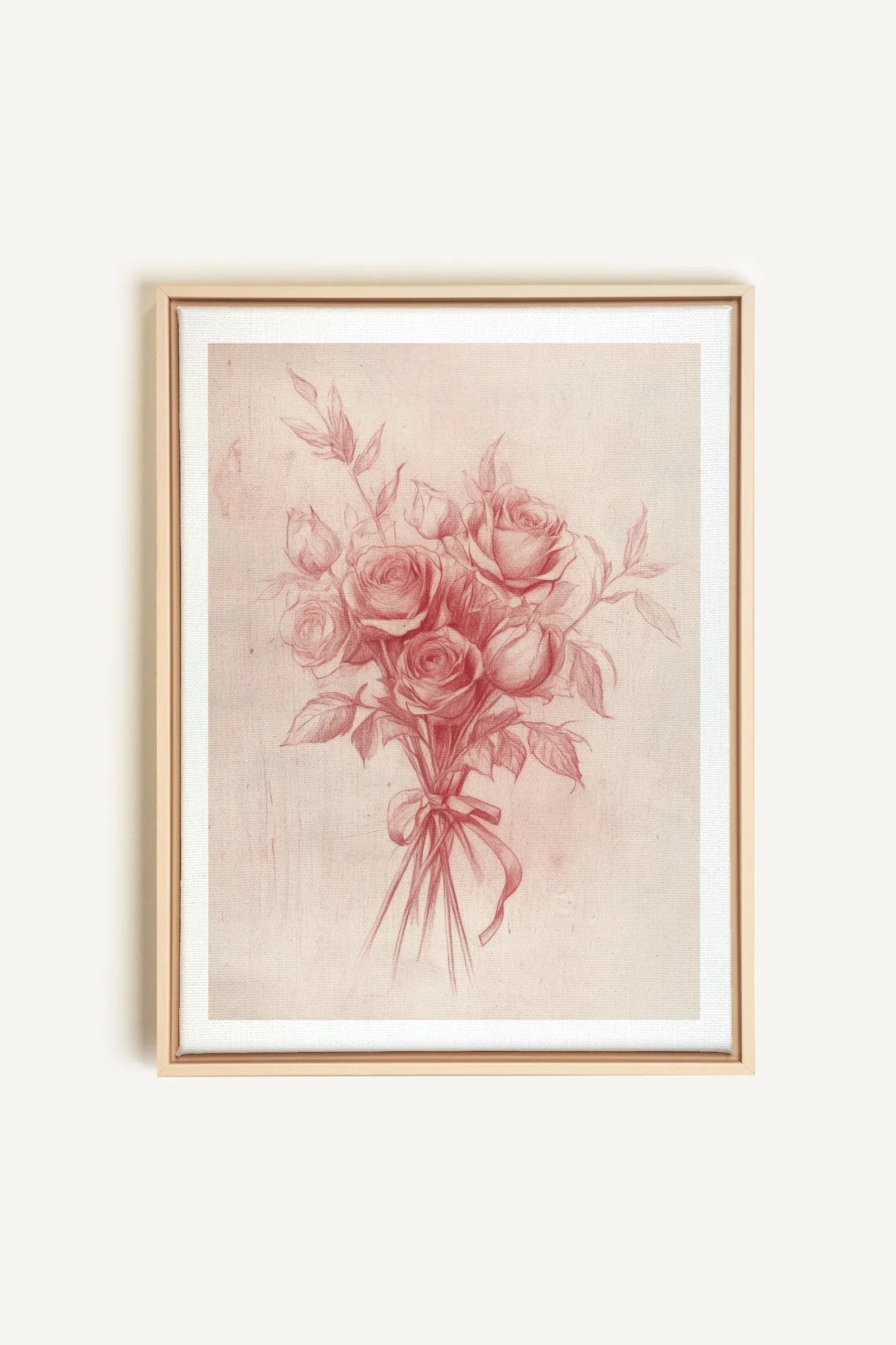 OLEKA CANVAS - ÉCLATS DE ROSES, Oeuvre sur toile étirée, encadré Naturel Clair
