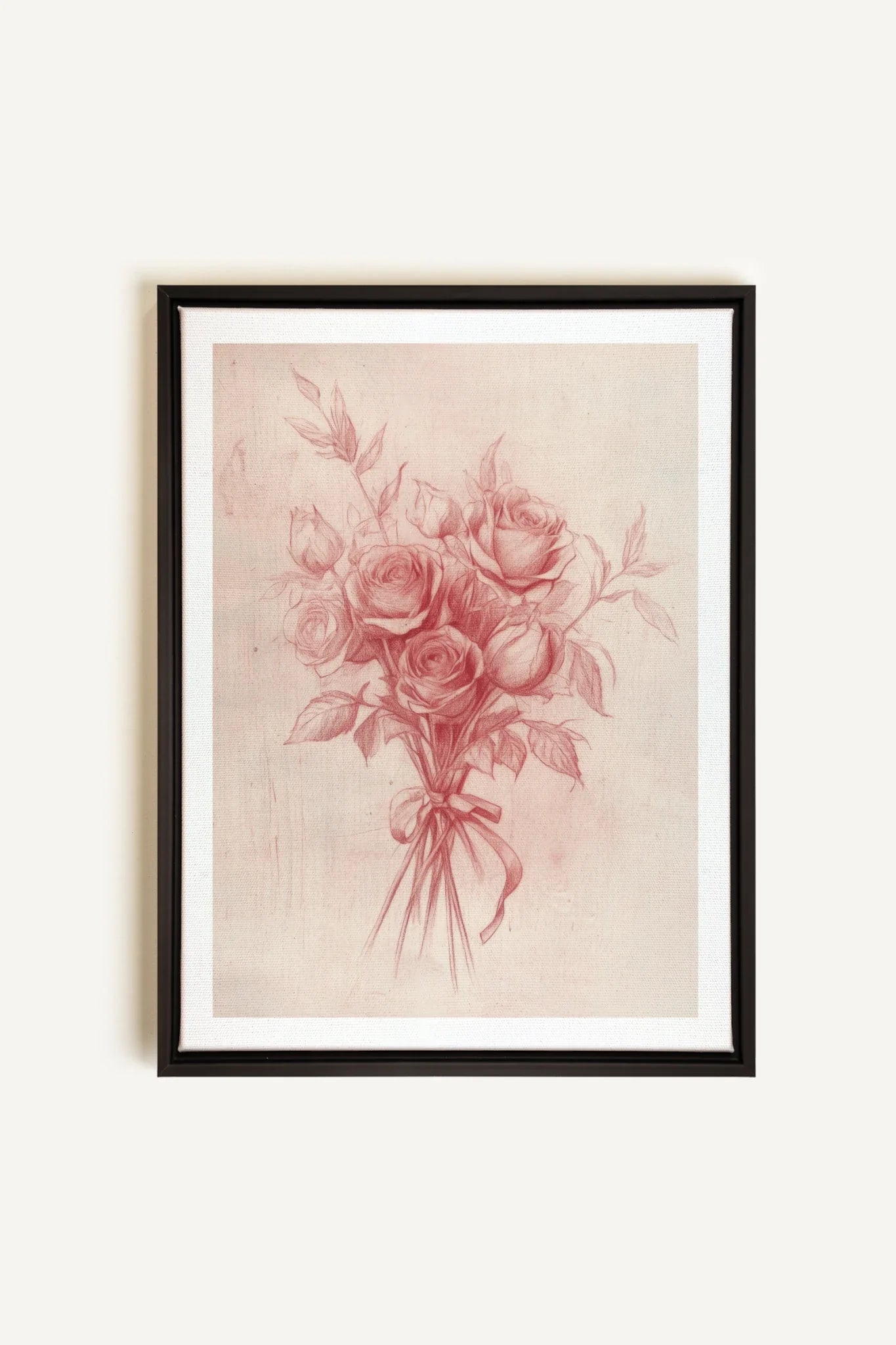 OLEKA CANVAS - ÉCLATS DE ROSES, Oeuvre sur toile étirée, encadré Noir