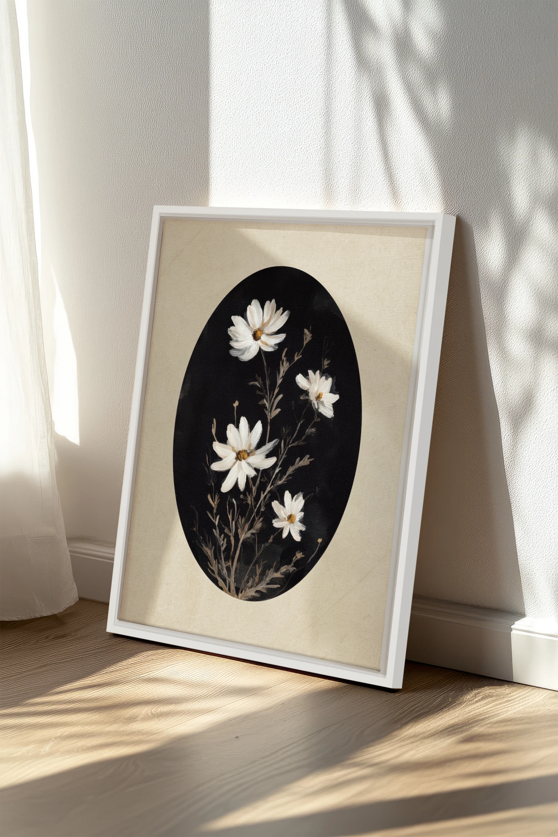 ECLIPSE FLOWERS, Oeuvre sur toile étirée, encadré Blanc