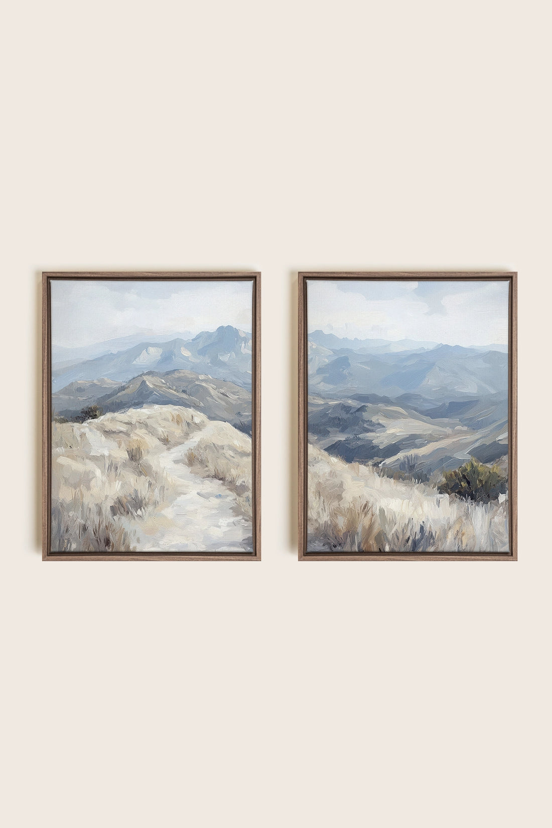 ECLIPSED VALLEYS DUO, 2 Works on stretched canvas, framed Oak Brown