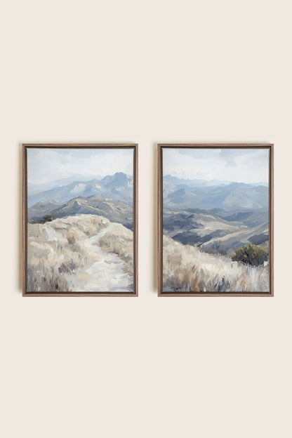 ECLIPSED VALLEYS DUO, 2 Works on stretched canvas, framed Oak Brown