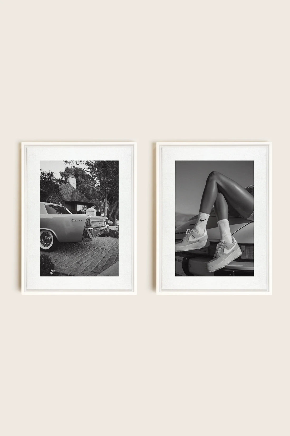 OLEKA CANVAS - ELEGANCE BLISSFUL DUO, 2 Oeuvres sur toile étirée, encadré Blanc