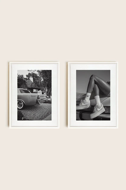 OLEKA CANVAS - ELEGANCE BLISSFUL DUO, 2 Oeuvres sur toile étirée, encadré Blanc