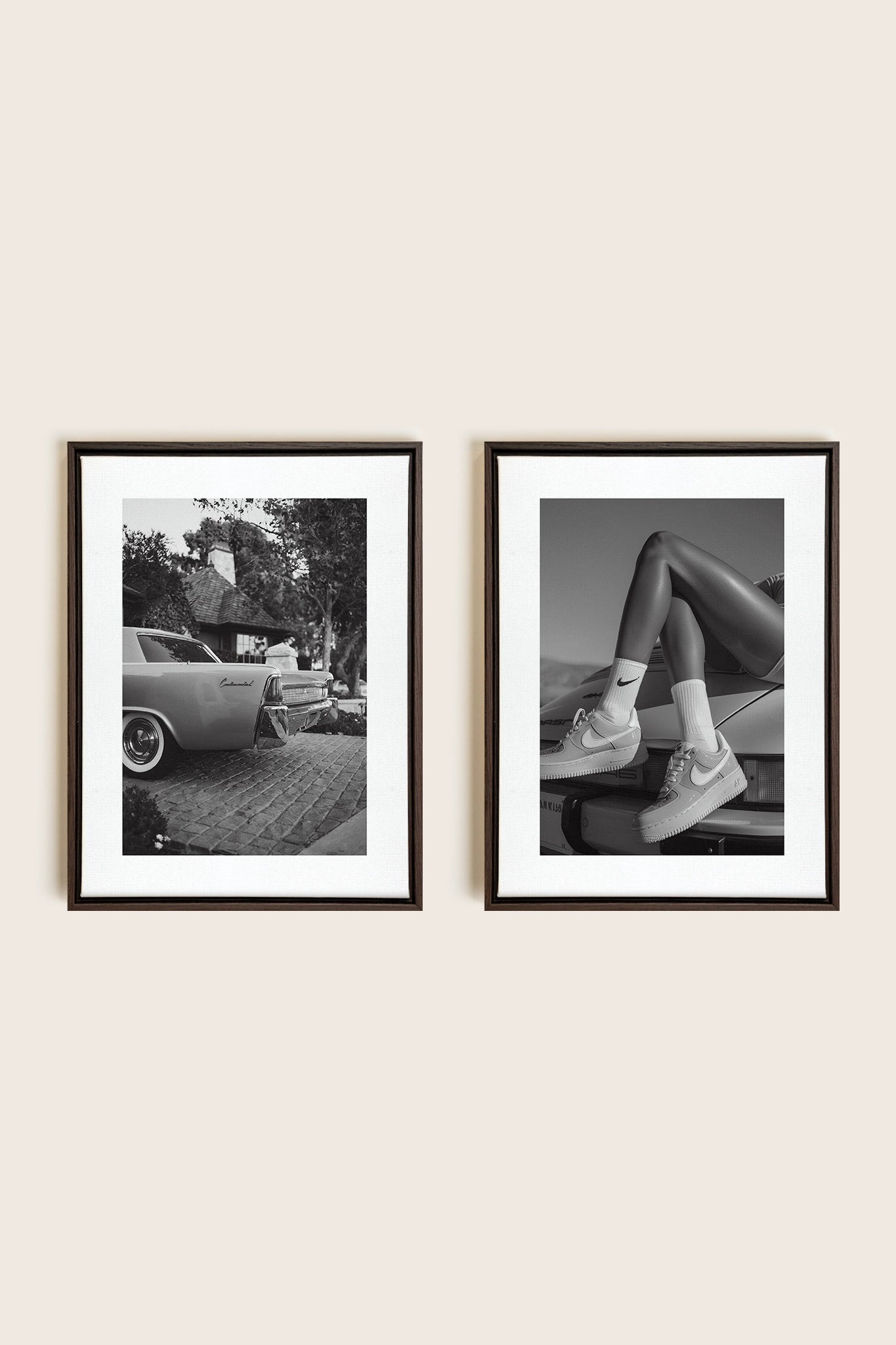 ELEGANCE BLISSFUL DUO, 2 Works on stretched canvas, framed in Walnut Brown