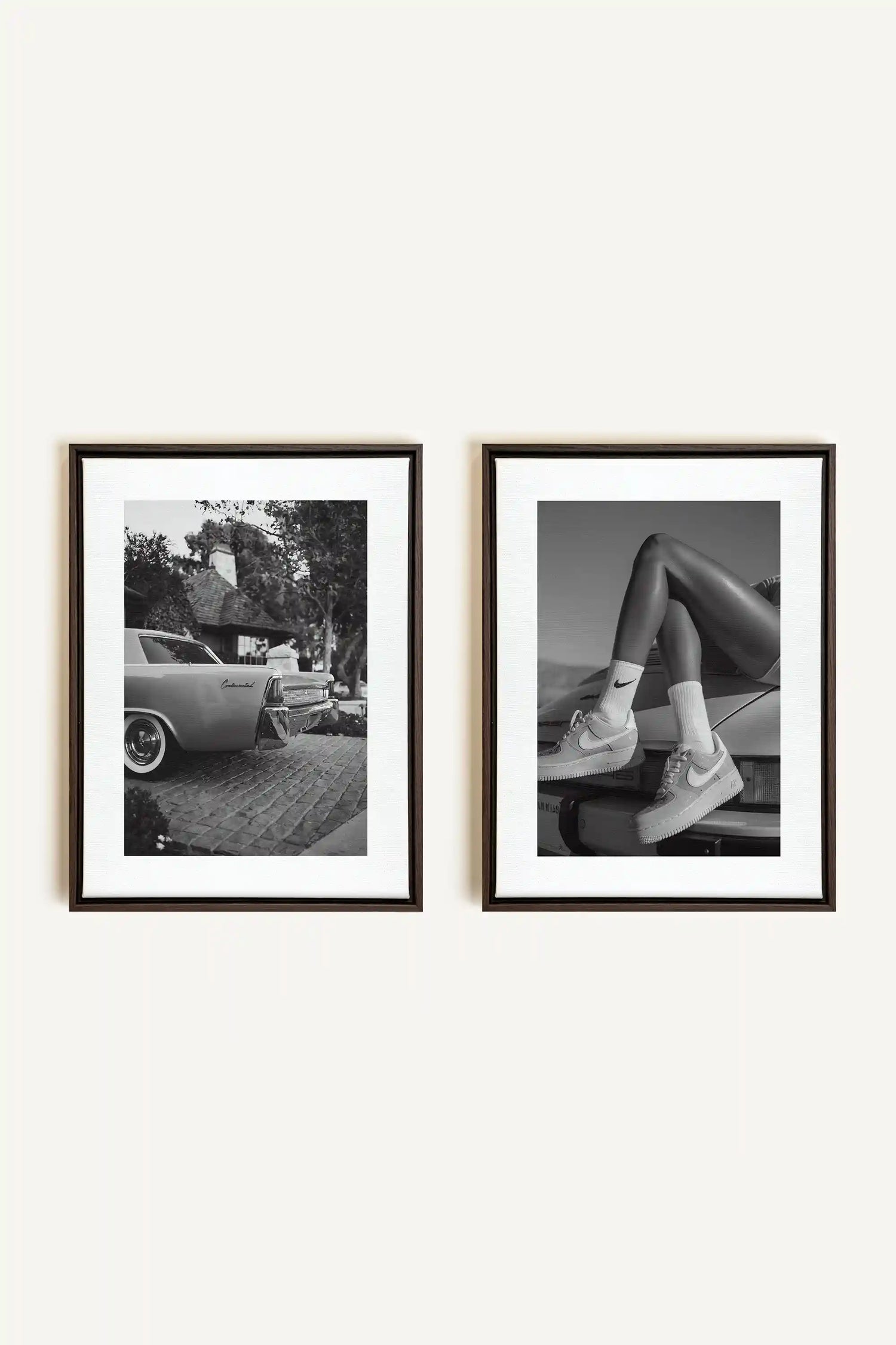 ELEGANCE BLISSFUL DUO, 2 Works on stretched canvas, framed in Walnut Brown