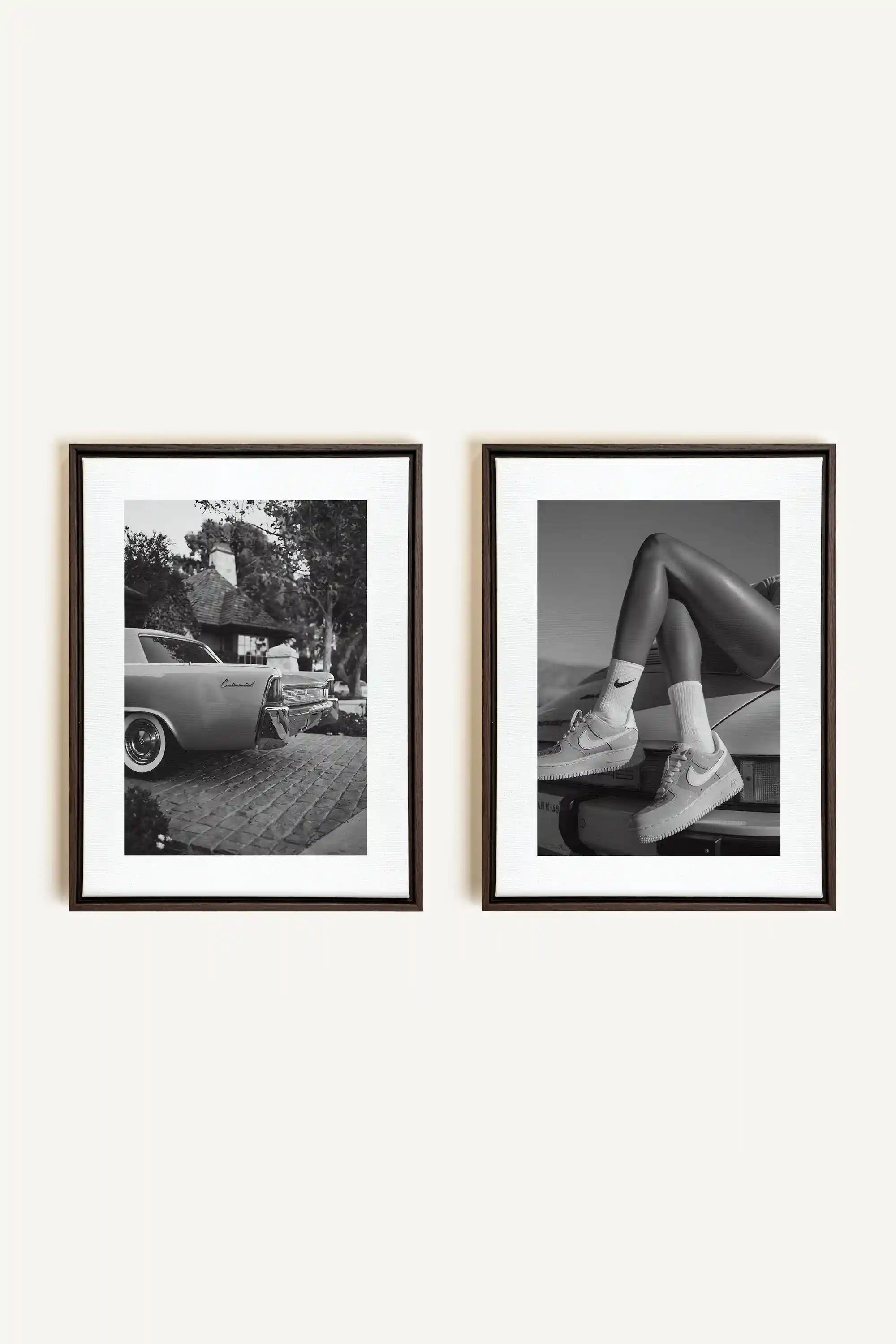 ELEGANCE BLISSFUL DUO, 2 Works on stretched canvas, framed in Walnut Brown