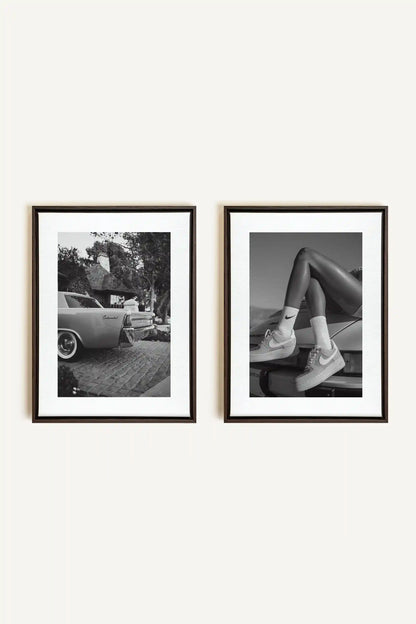 ELEGANCE BLISSFUL DUO, 2 Works on stretched canvas, framed in Walnut Brown