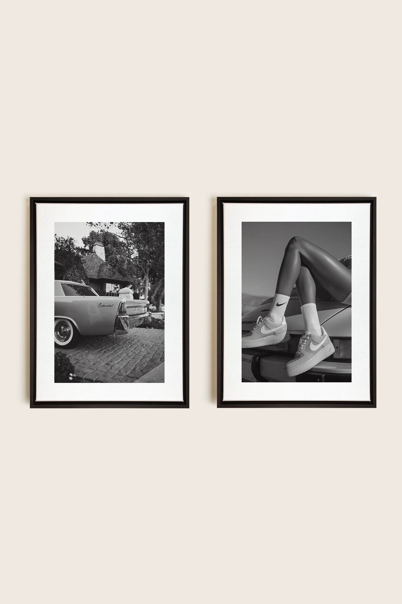 OLEKA CANVAS - ELEGANCE BLISSFUL DUO, 2 Oeuvres sur toile étirée, encadré Noir